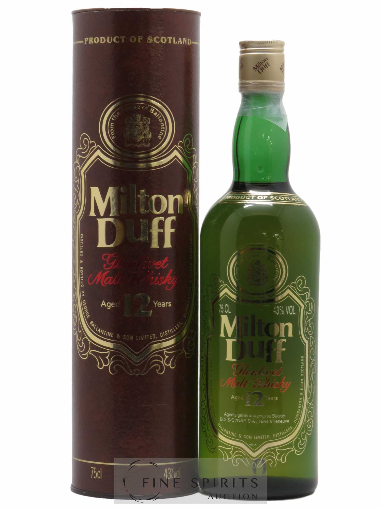 Miltonduff 12 years Of. Green glas label