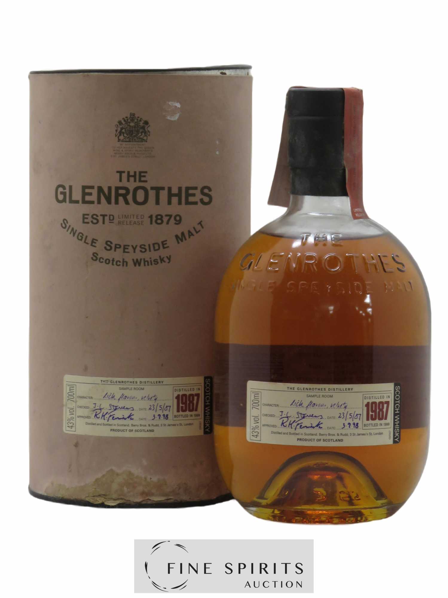 Glenrothes 1987 Of. Berry Bros & Rudd bottled in 1999 Sample Room