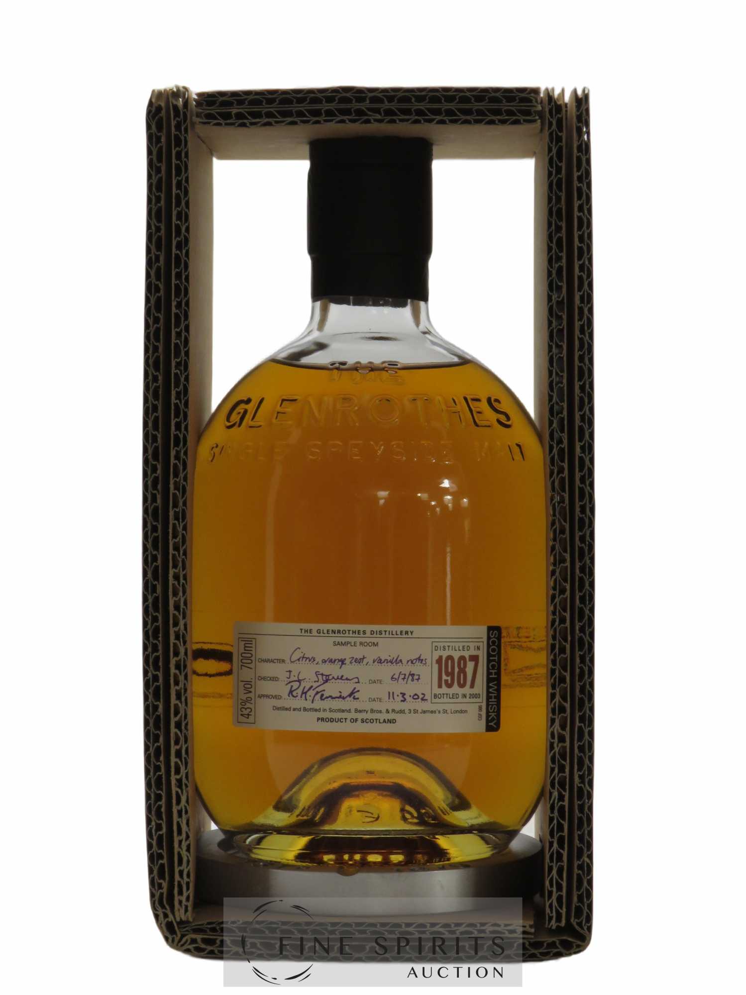 Glenrothes 1987 Of. Berry Bros & Rudd bottled in 2003 Sample Room