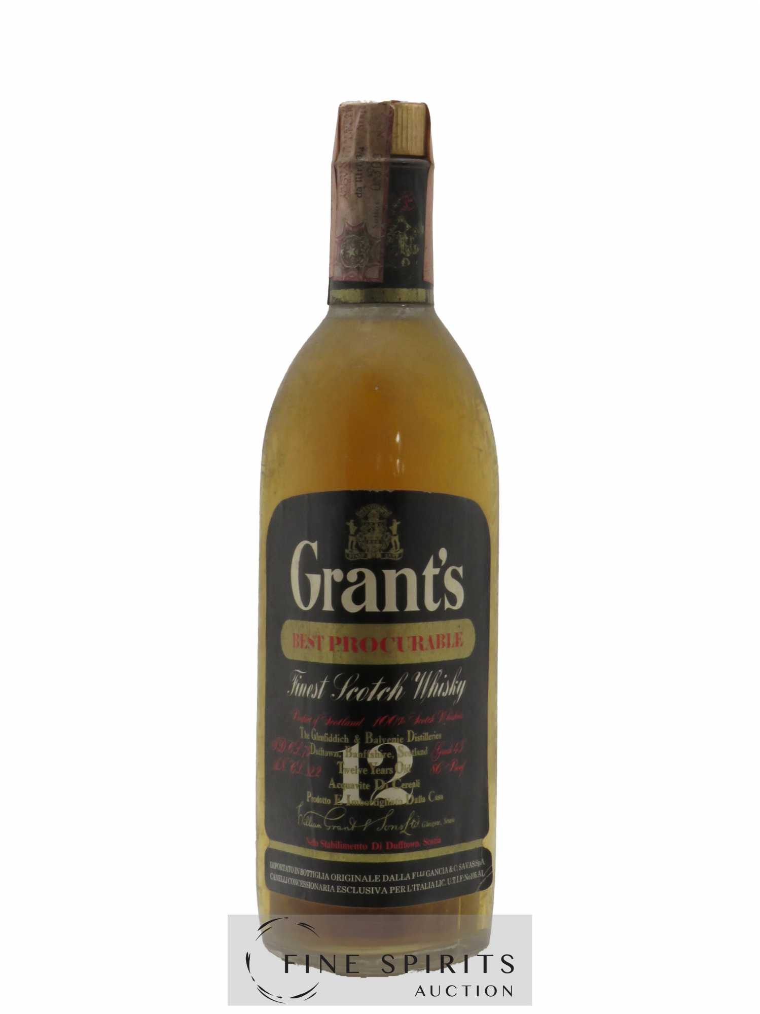 Grant's 12 years Of. The Glenfiddich & Balvenie Distilleries Italian Import Best Procurable