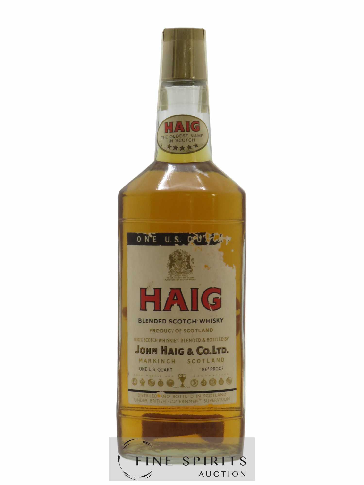 Haig Of. One US Quart86° Proof John Haig & Co Ltd Gold Medal & Decorations