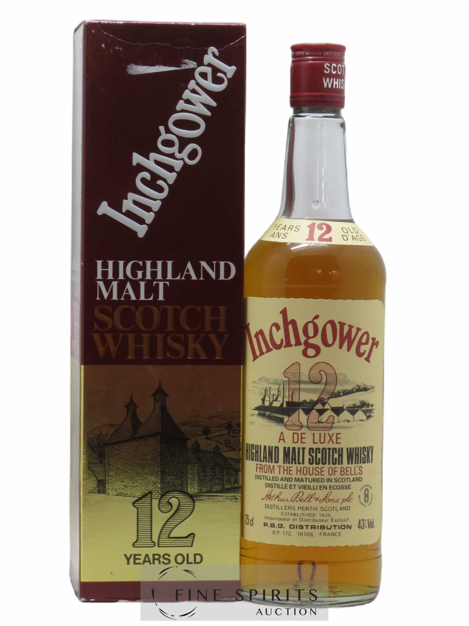 Inchgower 12 years Of. From The House of Bell's P.B.G Distribution A Deluxe Highland Malt Scotch Whisky