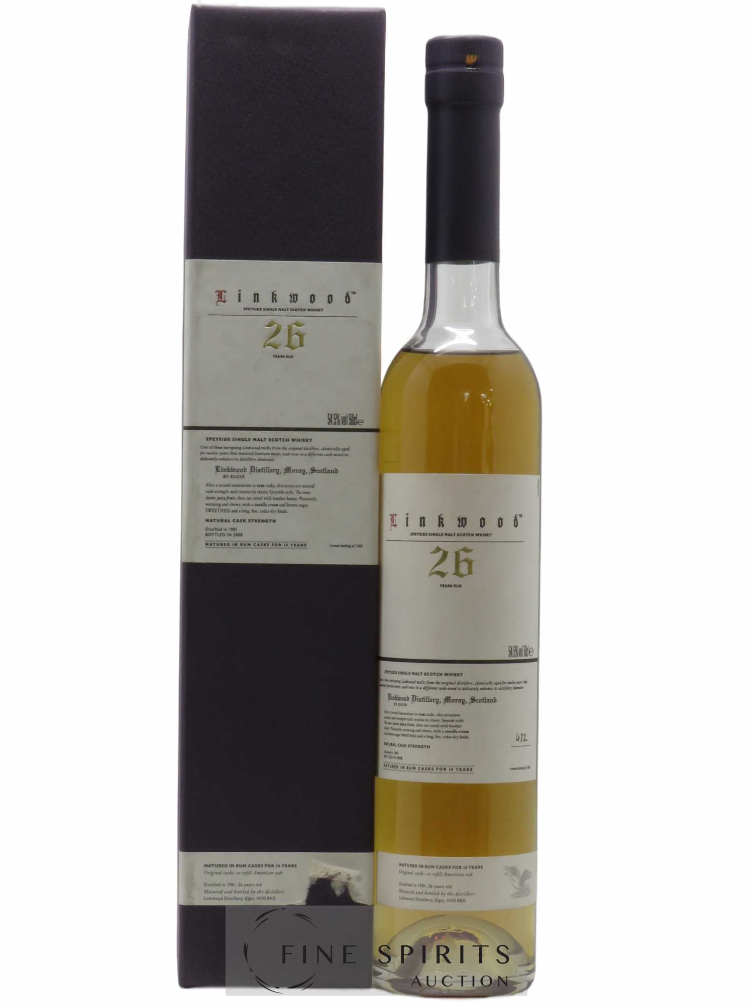 Linkwood 26 years 1981 Of. Rum Cask for 14 years Limited Edition 1260 Bottles Natural Cask Strength