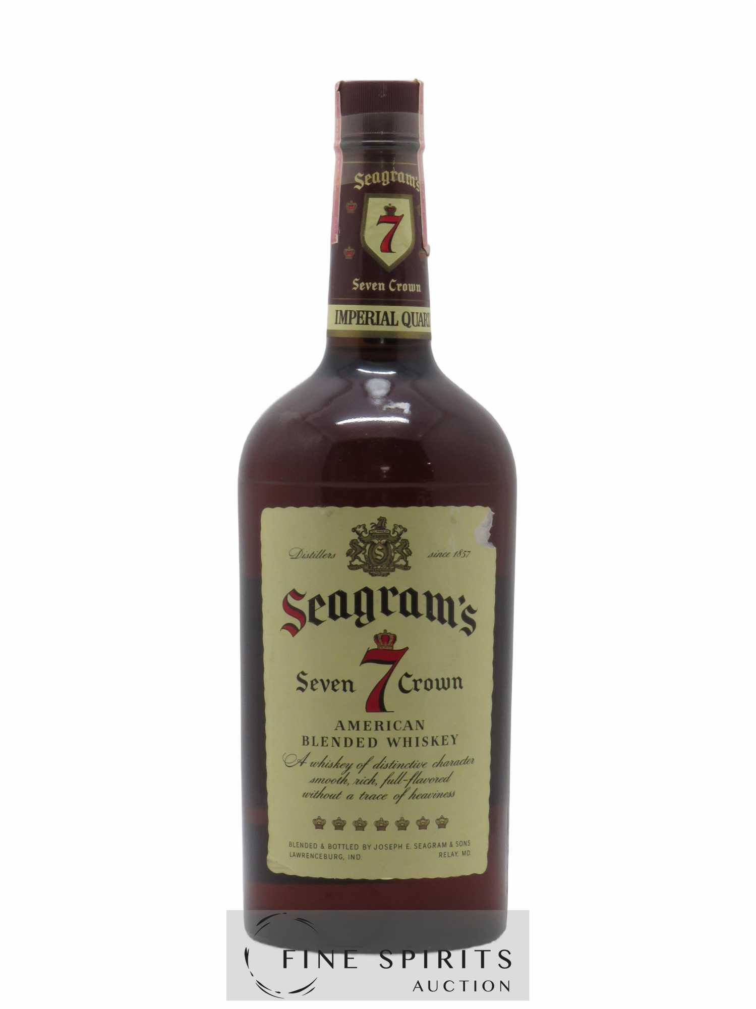 Seagram's Of. American Blended Whisky Joseph E. Seagram & Sons Seven Crown 86° Proof Imperial Quart