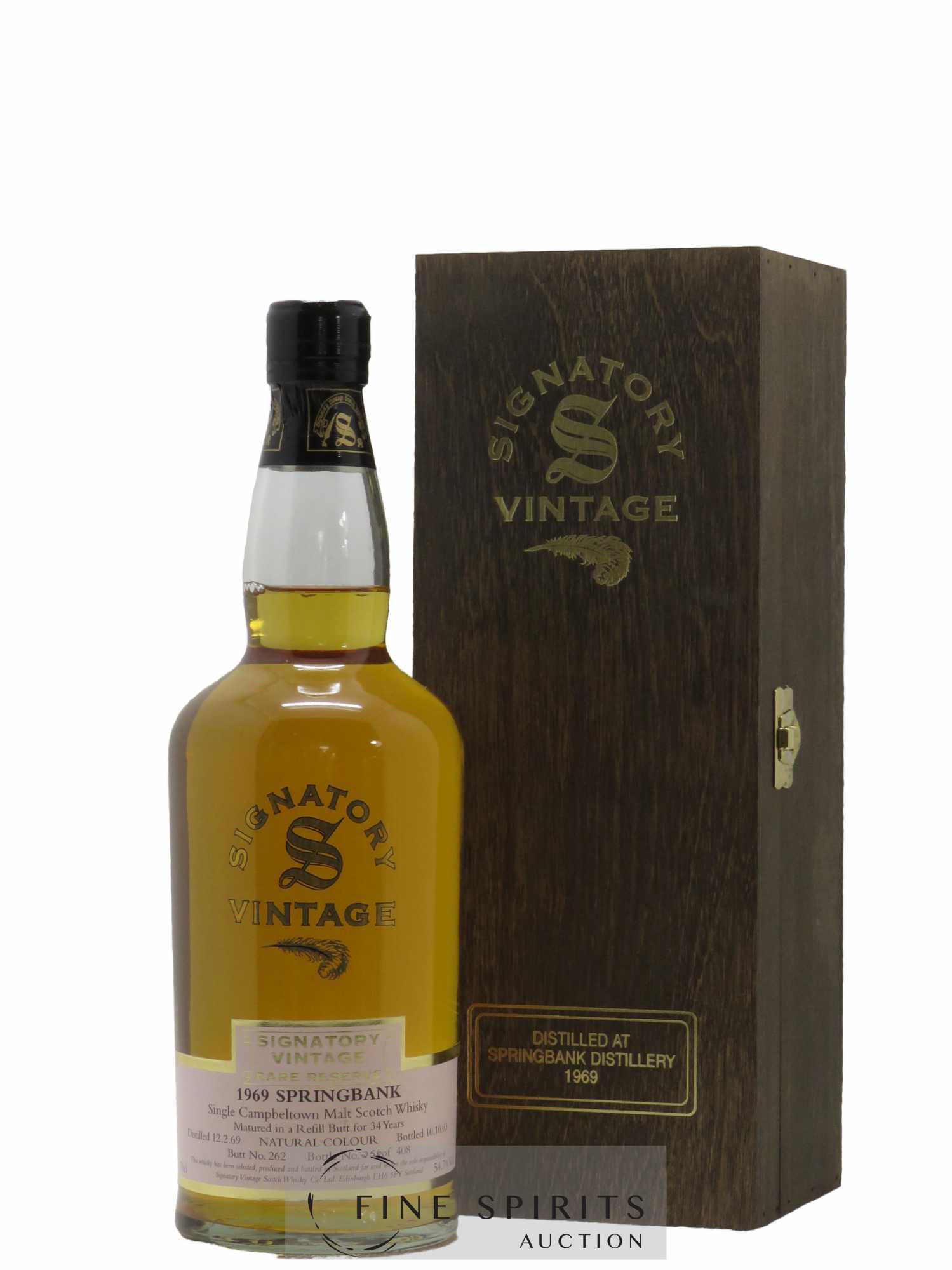 Springbank 34 years 1969 Signatory Vintage Single Ex Refill Butt n°262 Limited Edition 408 Bottles Rare Reserve