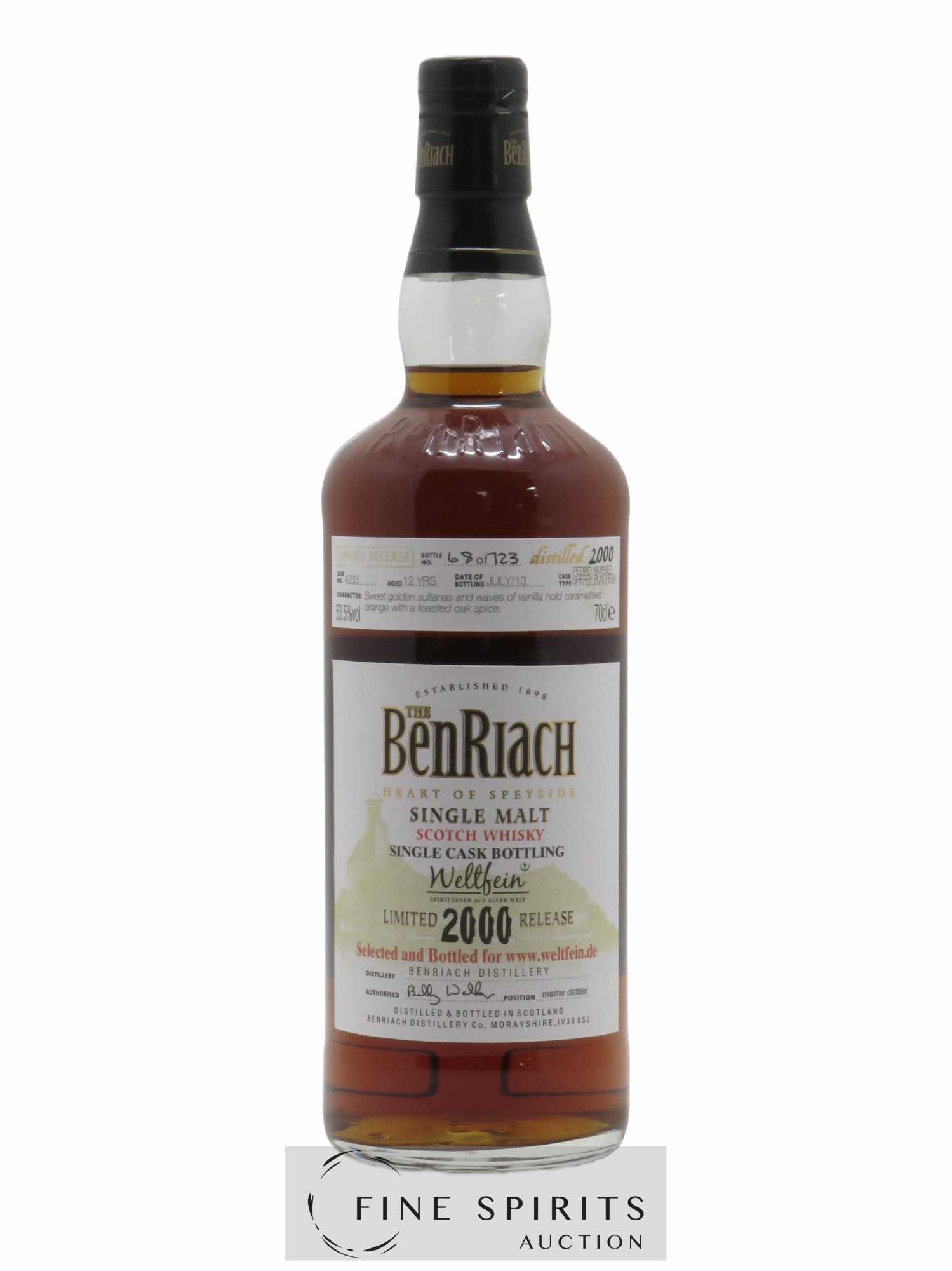 Benriach 12 years 2000 Of. Px Sherry Puncheon Cask n°4233 - bottled 2013 Weltfein.de Limited Release