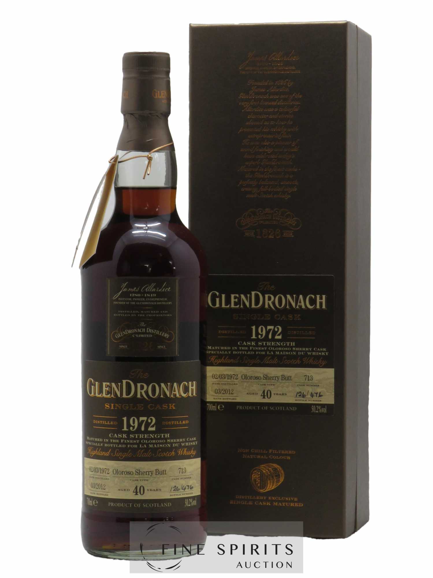 Glendronach 40 years 1972 Of. Single Oloroso Sherry Butt n°713 - bottled 2012