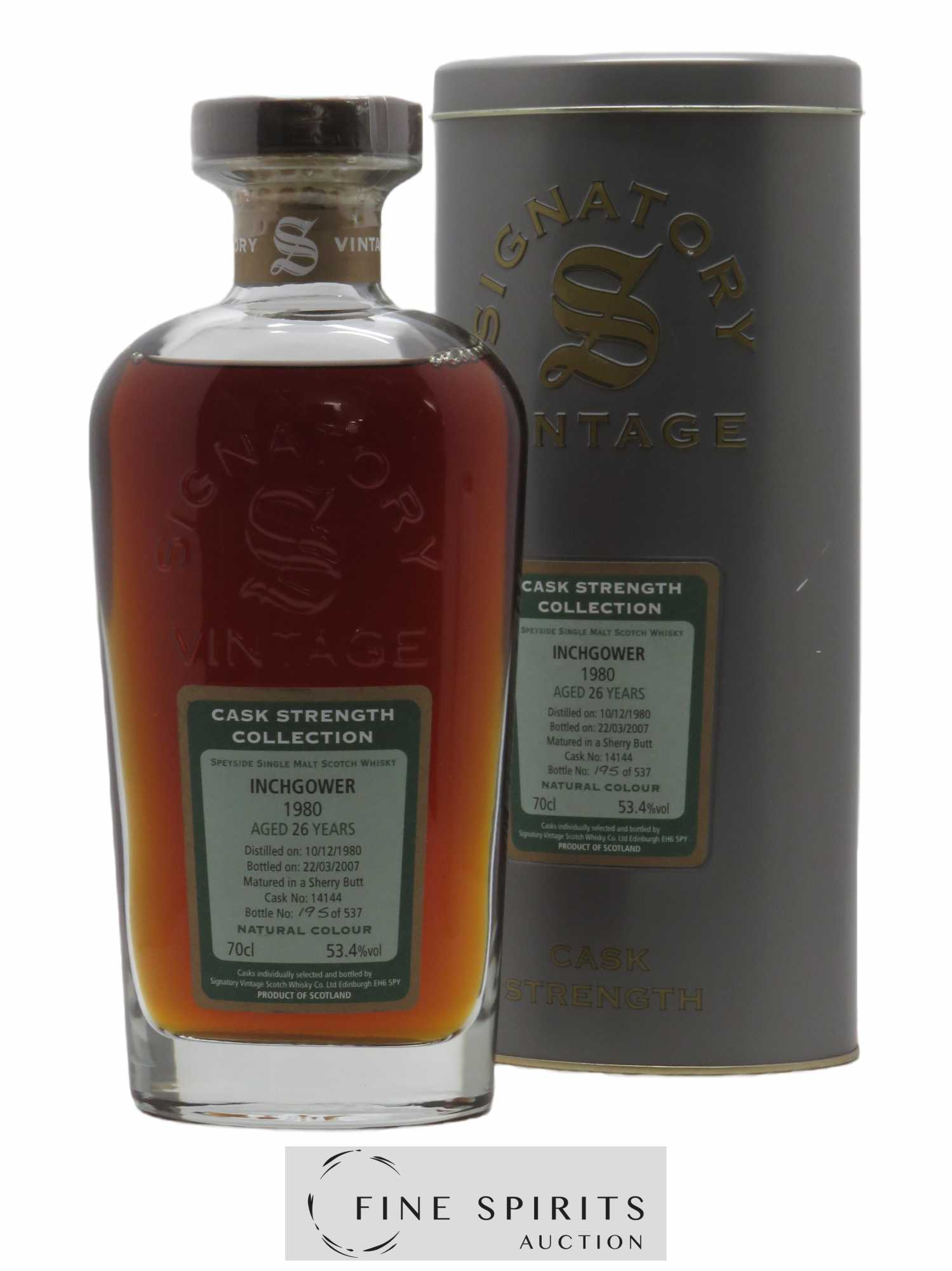 Inchgower 26 years 1980 Signatory Vintage Cask Strength Collection Sherry Butt Cask n°14144 - bottled 2007