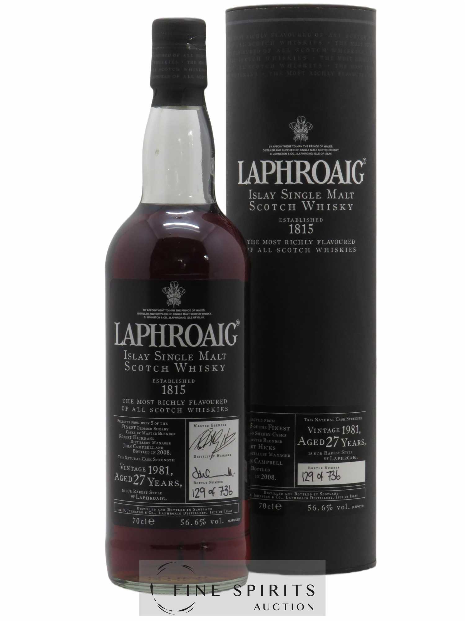 Laphroaig 27 years 1981 Of. Oloroso Sherry Casks - One of 736 - bottled 2008