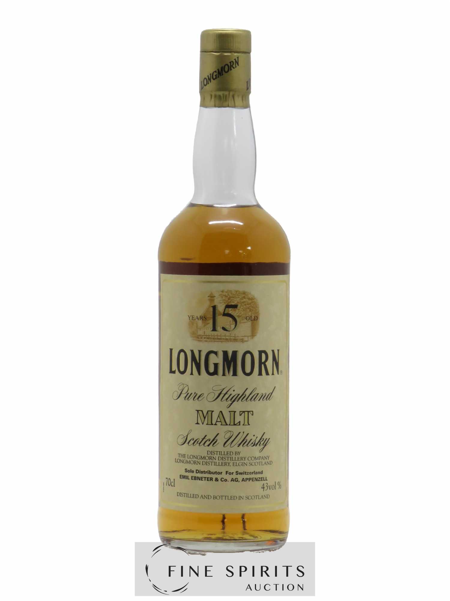 Longmorn 15 years Of. Emil Ebneter & Co. Import Pure Highland Malt