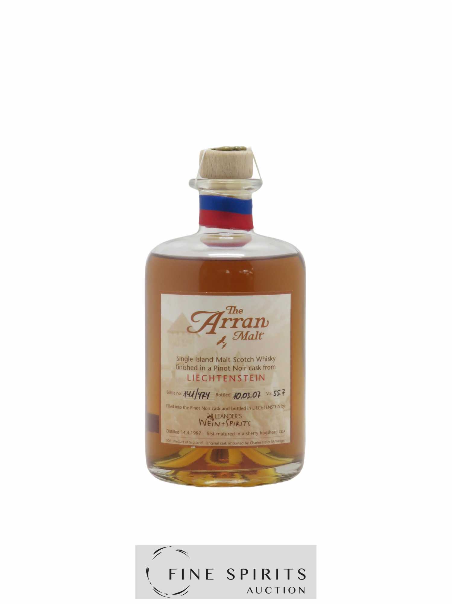 Arran 1997 Leander's Wein Spirits Pinot noir cask finish - One of 474 - bottled 2007