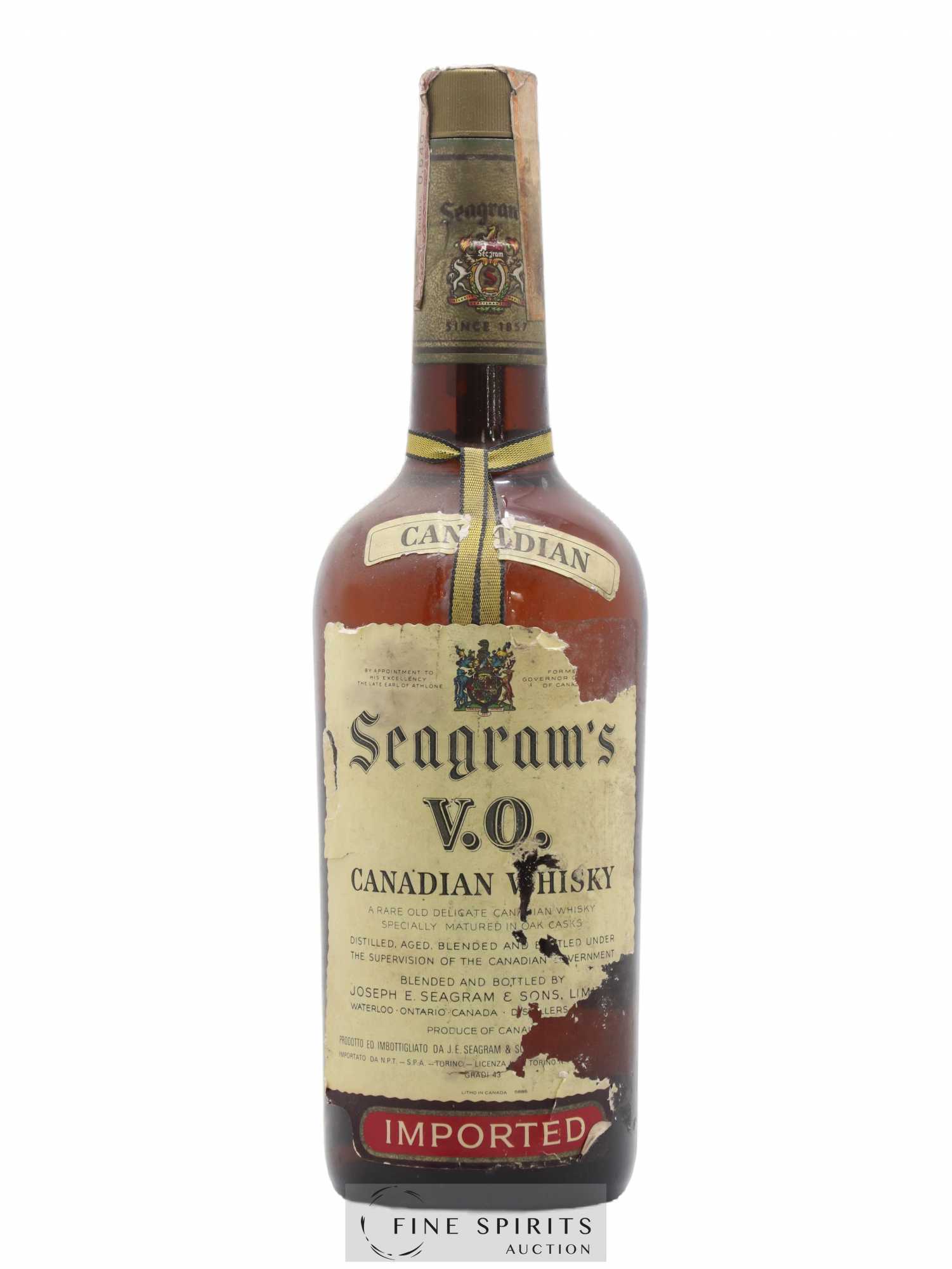 Seagram's Of. V.O. Canadian Oak Casks Imported