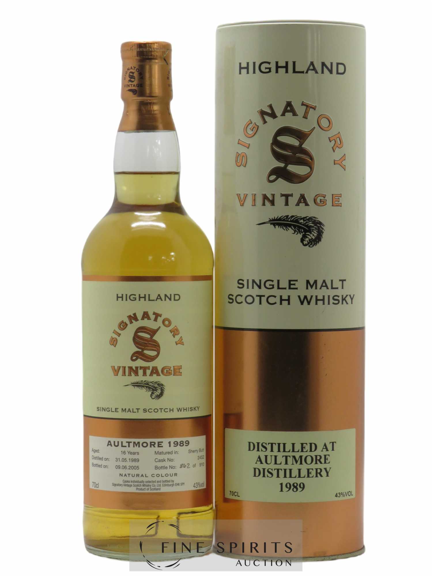 Aultmore 16 years 1989 Signatory Vintage Sherry Butt Cask n° 2452 bottled in 2005