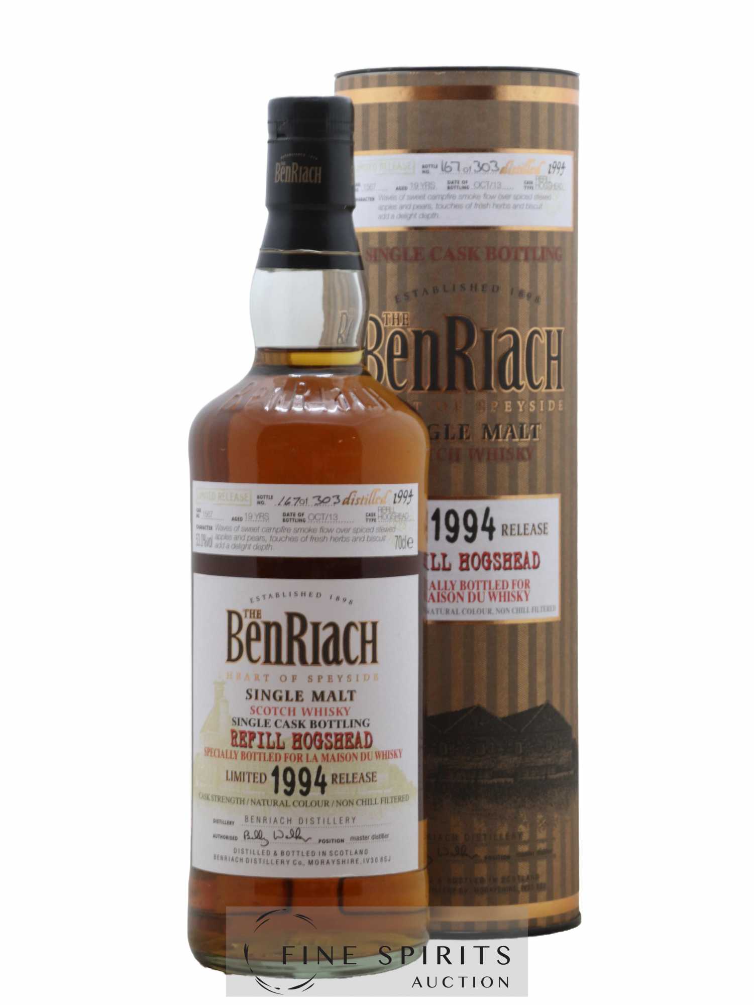 Benriach 19 years 1994 Of. Cask n°1567 - One of 303 - bottled 2013 Limited Release