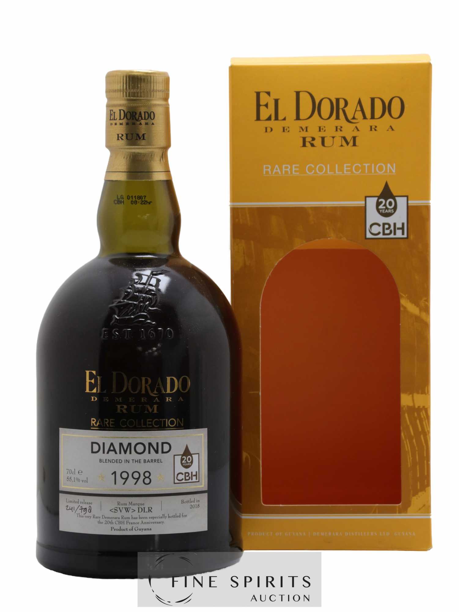 El Dorado 1998 Of. Diamond Marque SVW-DLR - One of 798 - bottled 2018 20th CBH Anniversary Rare Collectio