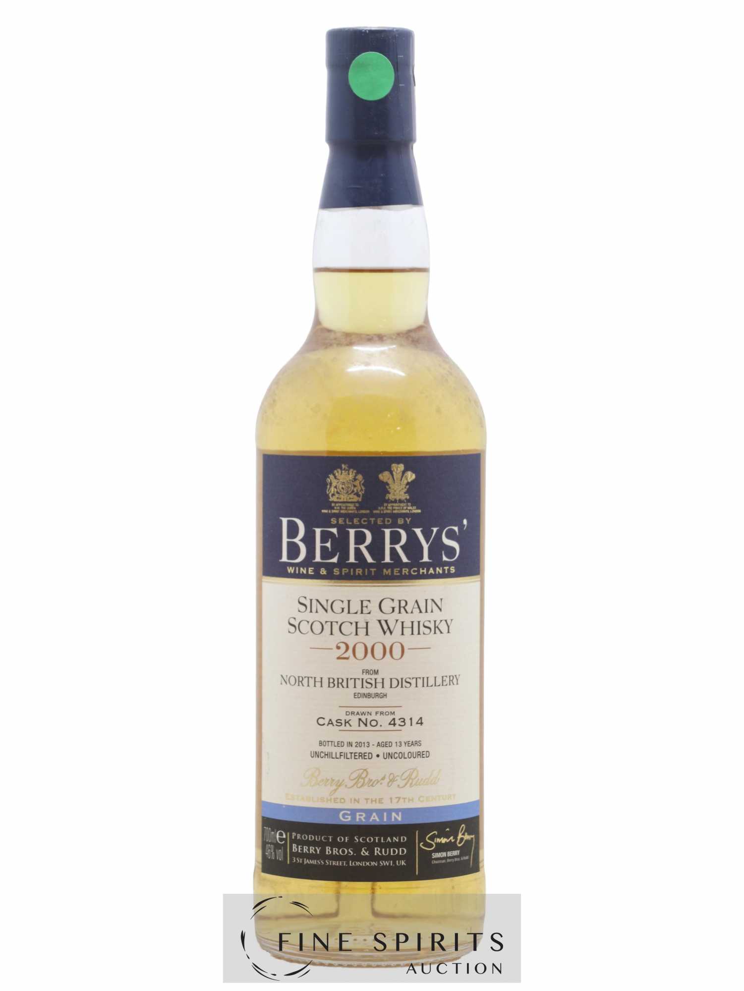 North British 13 years 2000 Berry Bros & Rudd Cask Ref 4314 - bottled 2013 Berry's