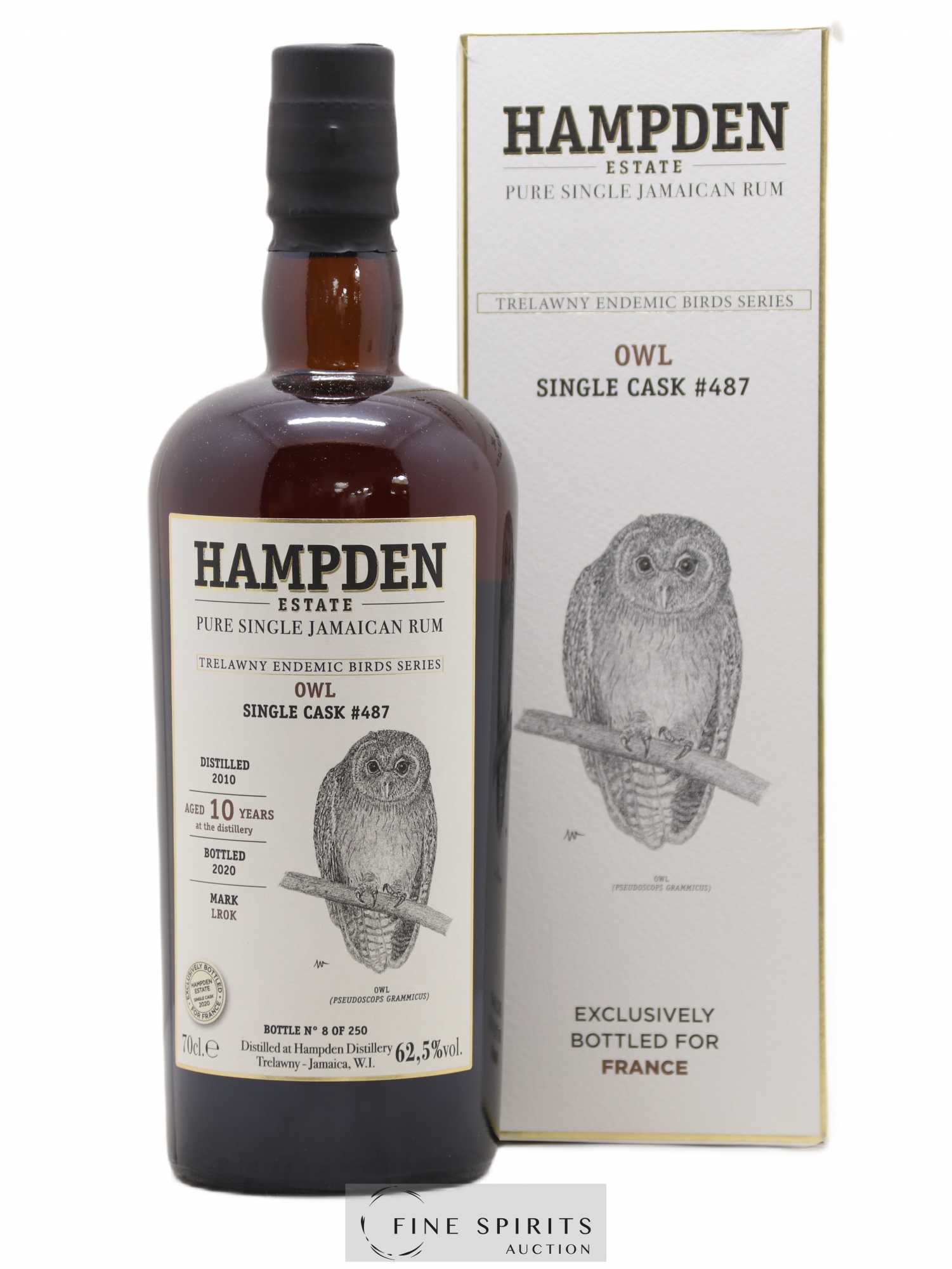 Hampden 10 years 2010 Velier Owl Single Cask n°487 - One of 250 - bottled 2020 Trelawny Endemic Birds