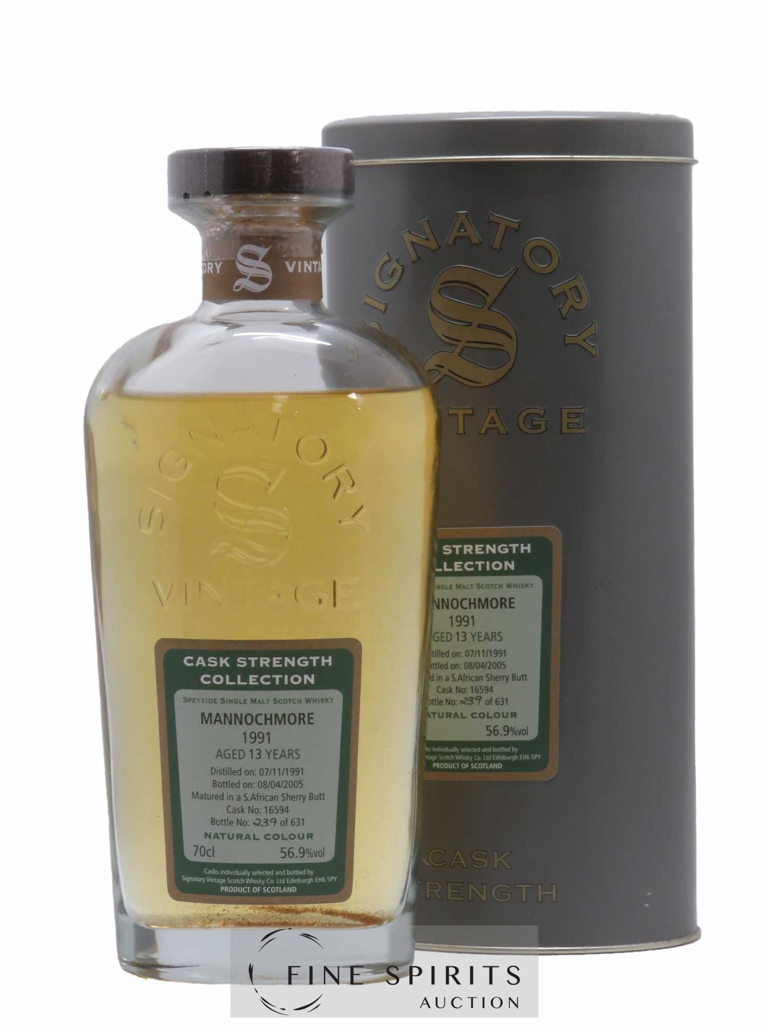 Mannochmore 13 years 1991 Signatory Vintage S. African Sherry Butt Cask n°16594 bottled in 2005 Cask Strengh Collection