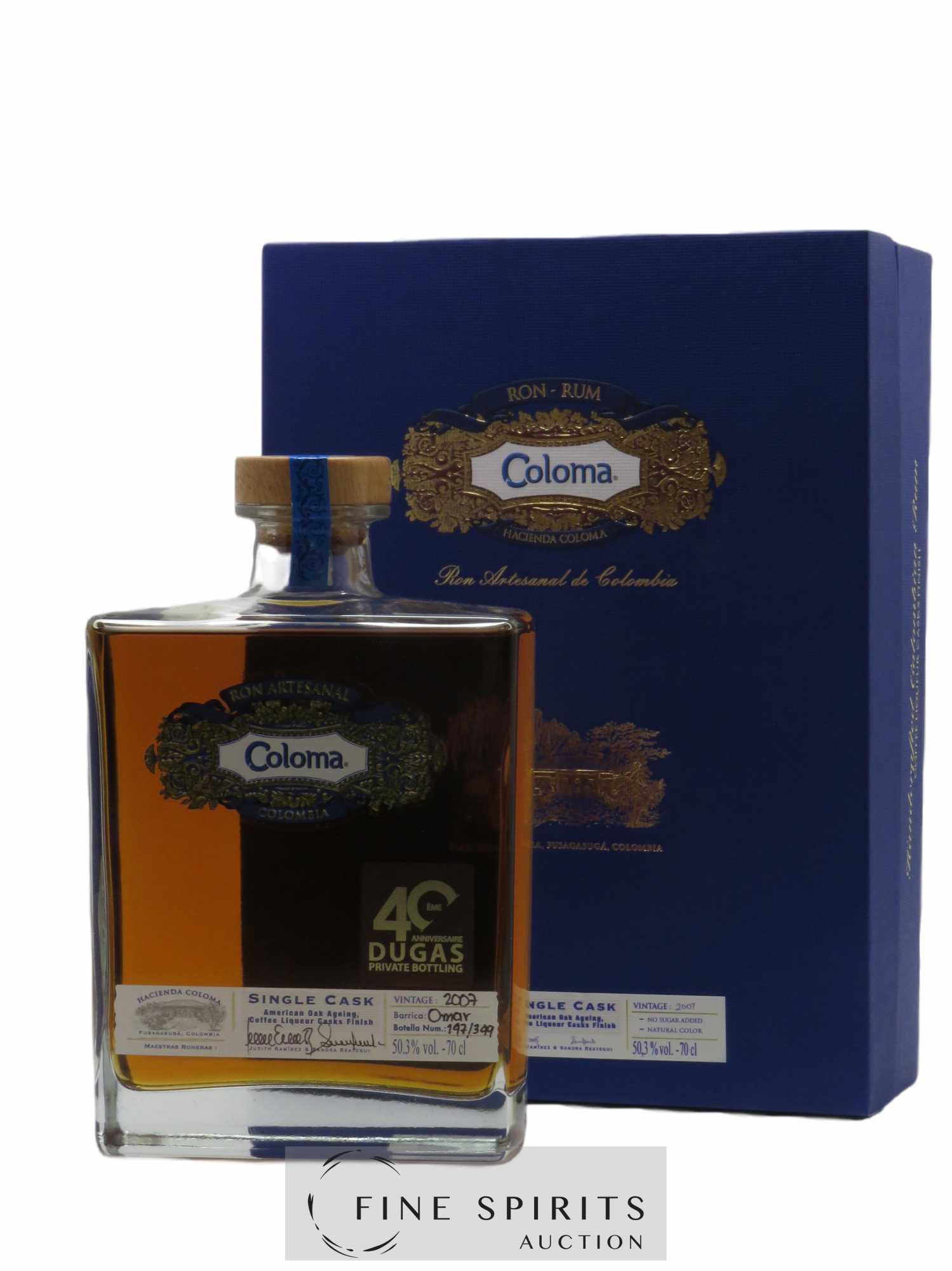 Coloma 2007 Of. 40ème Anniversaire Barrica Omar - Single Cask - One of 399 Dugas Private Bottling