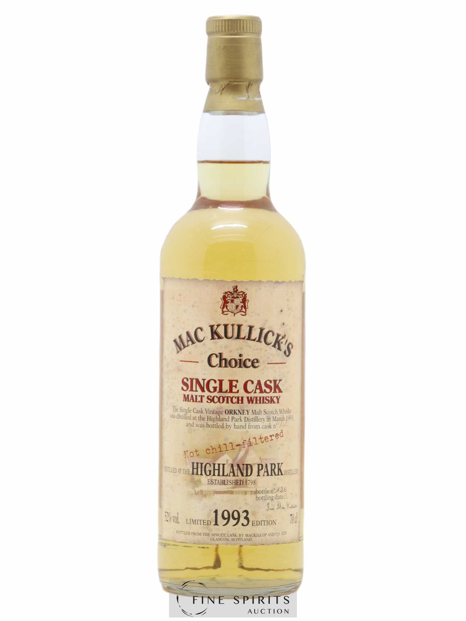 Highland Park 1993 MacKillop & Co. Mac Kullick's Choice Single Cask n°592 - bottled 1999 Limited Edition