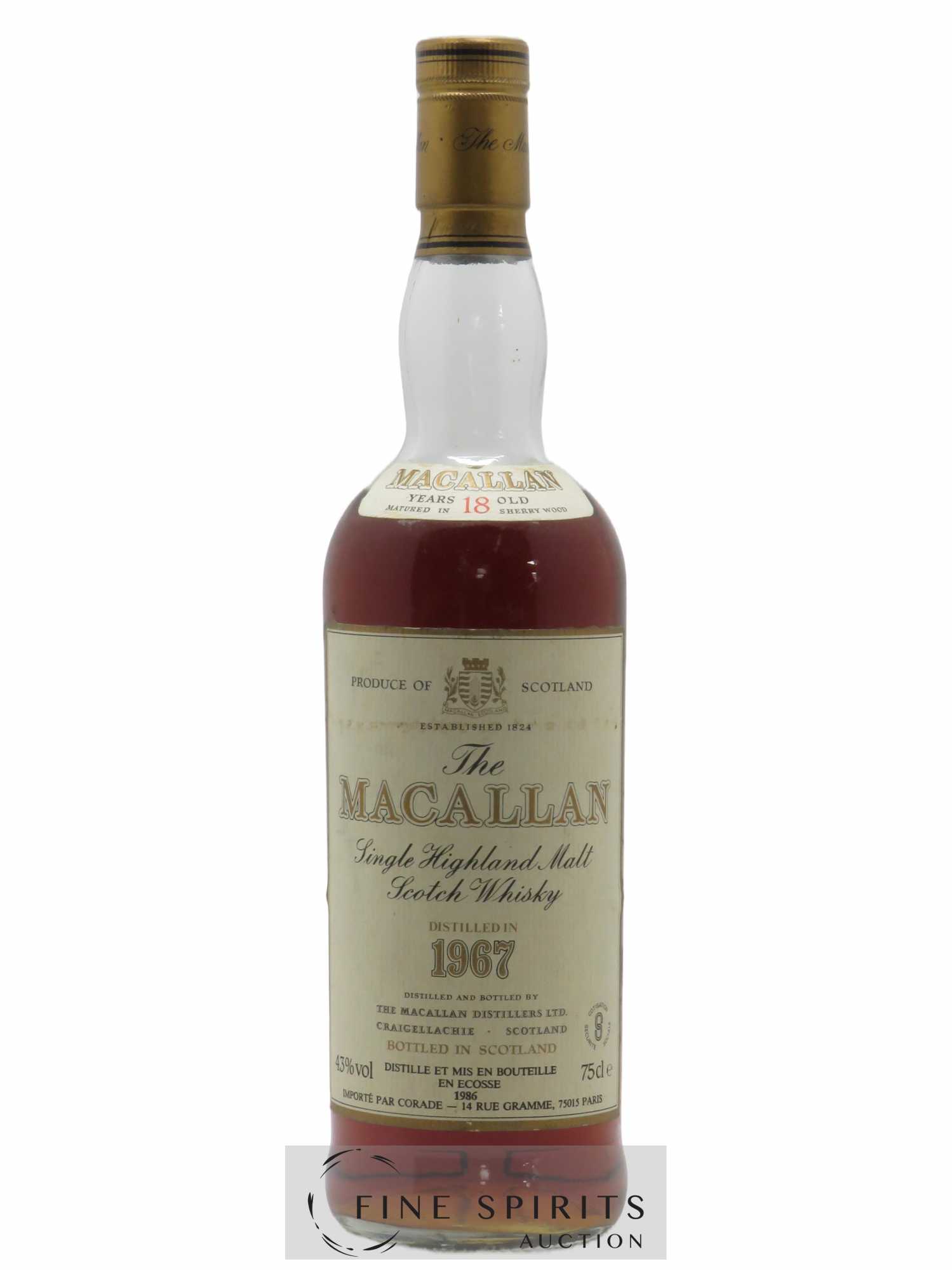 Macallan (The) 18 years 1967 Of. Sherry Wood Matured - bottled 1986 Corade Import