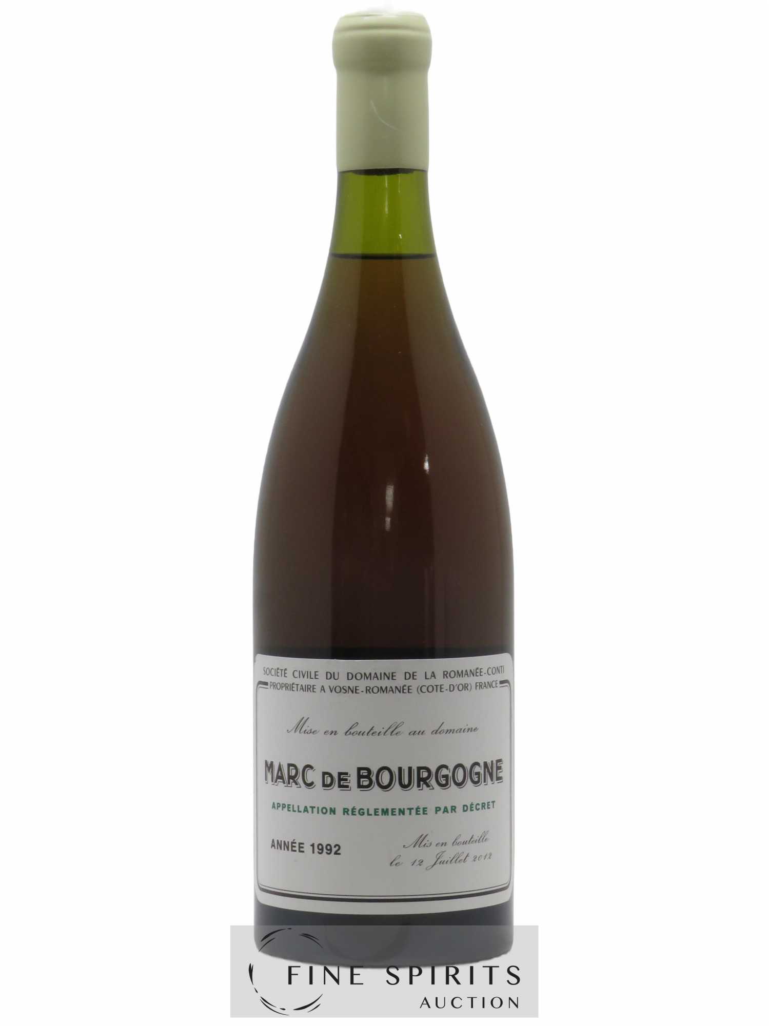 Marc de Bourgogne Domaine de La Romanée-Conti 1992 Of. mis en bouteille en 2012