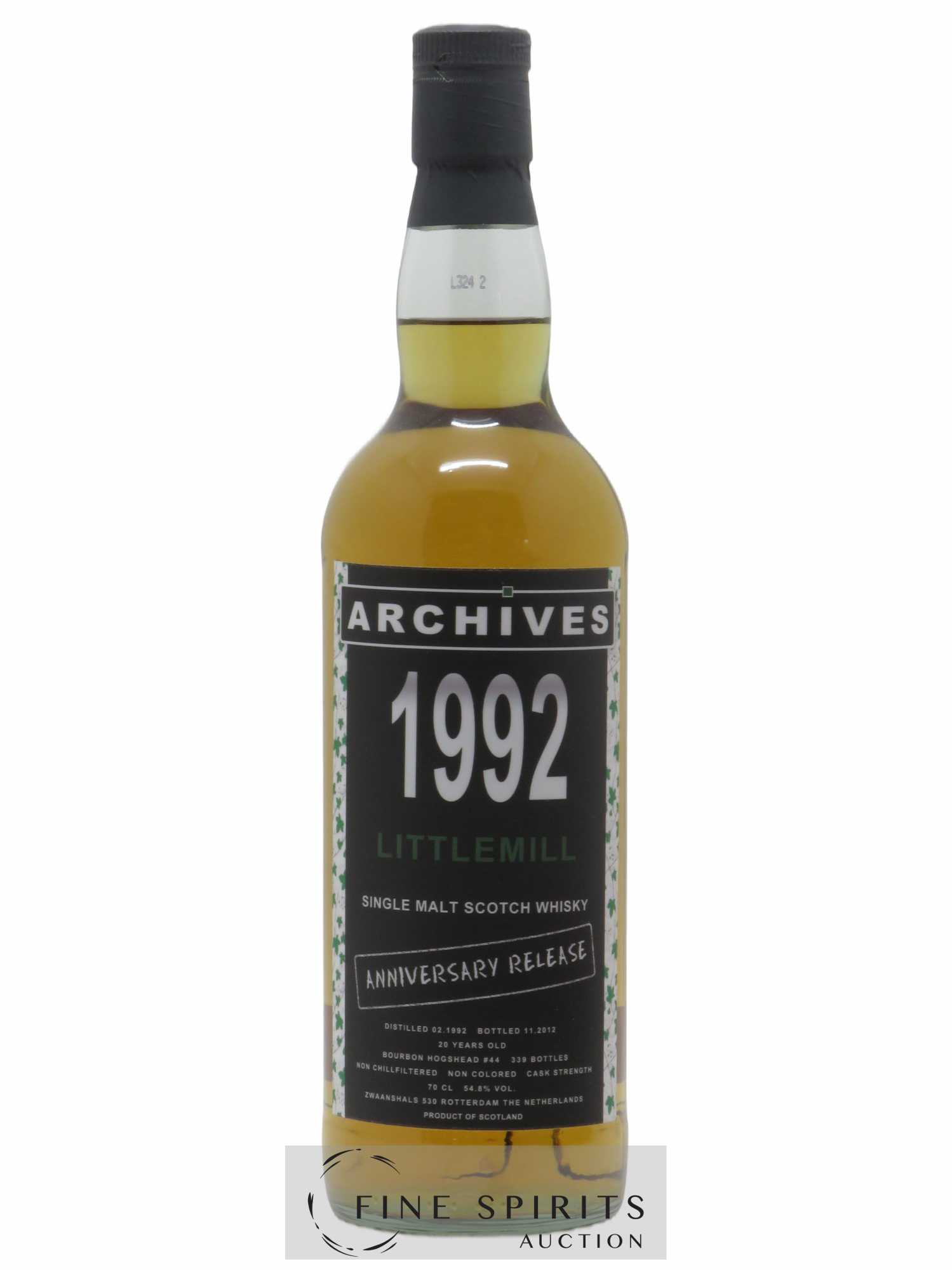 Littlemill 20 years 1992 Archives Bourbon Hogshead n°44 - One of 339 - bottled 2012 Zwaanshals Anniversary Release