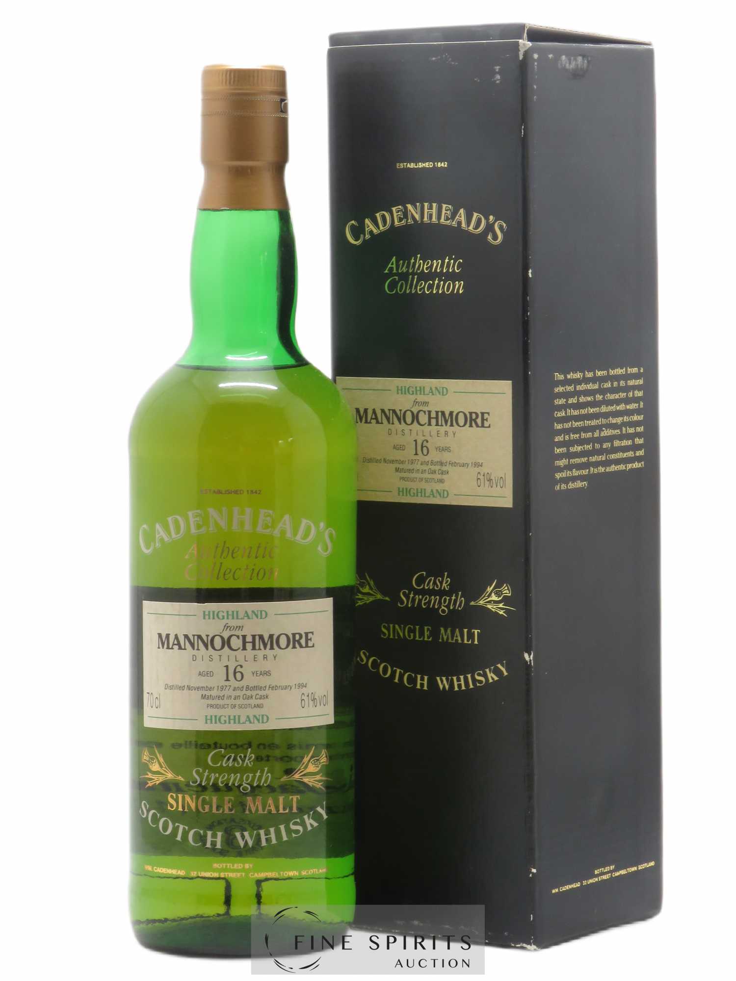 Mannochmore 16 years 1977 Cadenhead's Cask Strength - bottled 1994 Authentic Collection