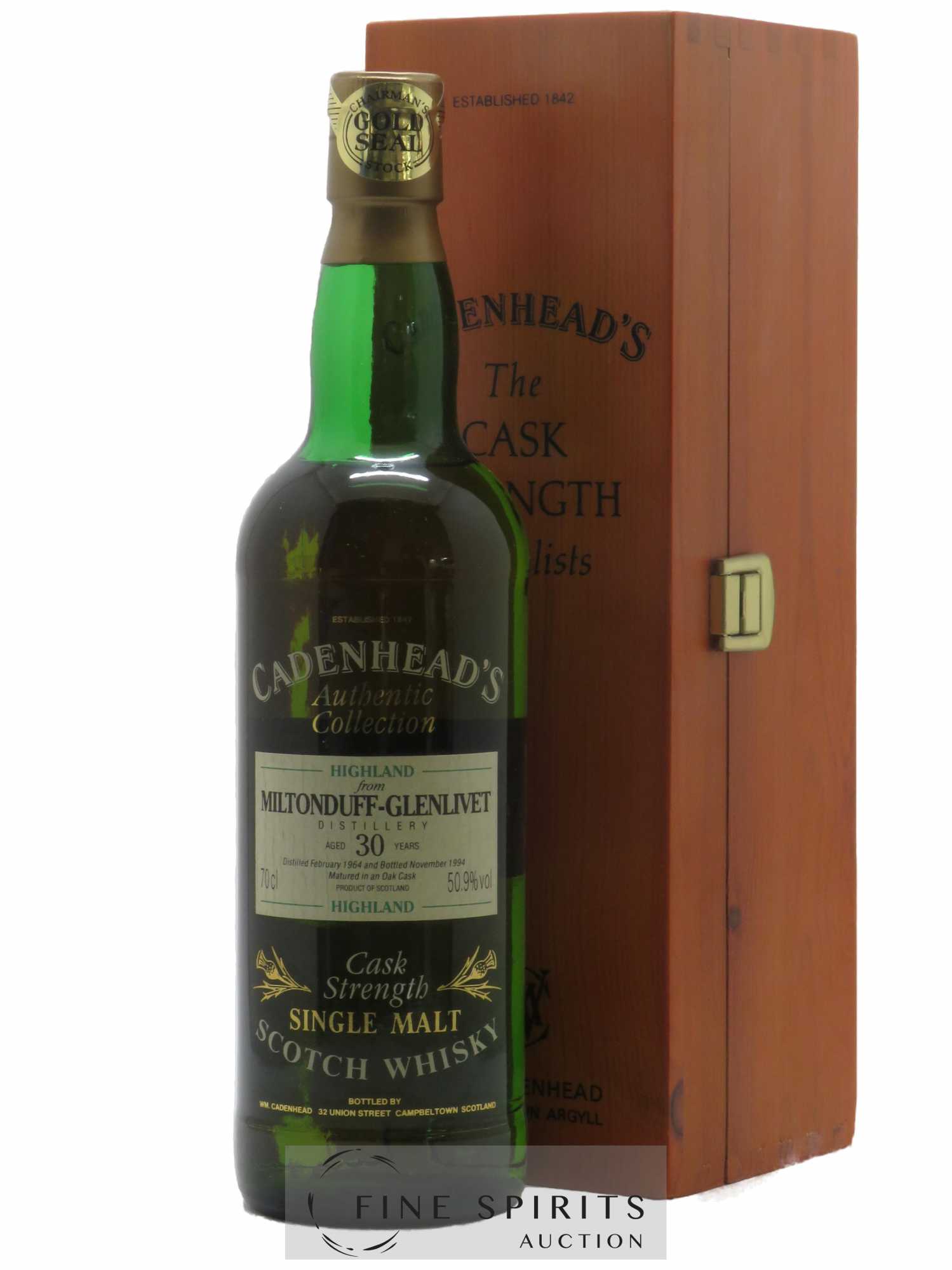 Miltonduff-Glenlivet 30 years 1964 Cadenhead's Cask Strength - bottled 1994 Authentic Collection