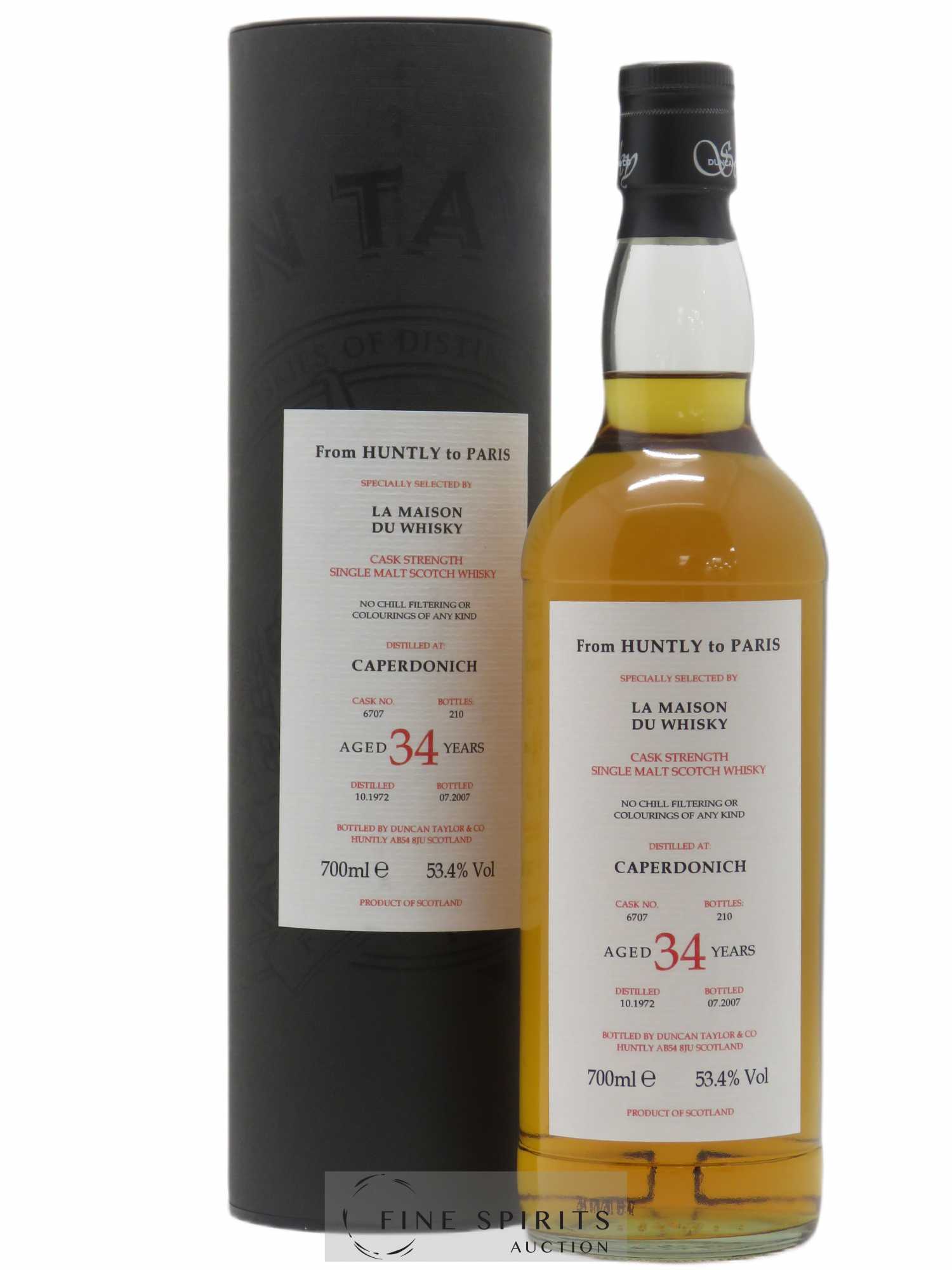 Caperdonich 34 years 1972 Duncan Taylor From Huntly To Paris Cask n°6707 - 210 bottles - bottled 2007 LMDW