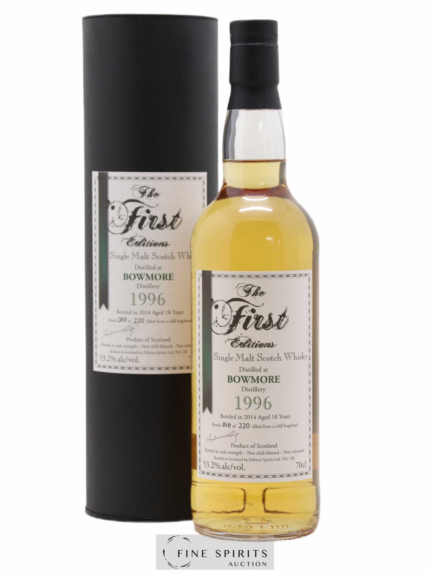 Bowmore 18 years 1996 Edition Spirits Refill Hogshead - One of 220 - bottled 2014 The First Editions