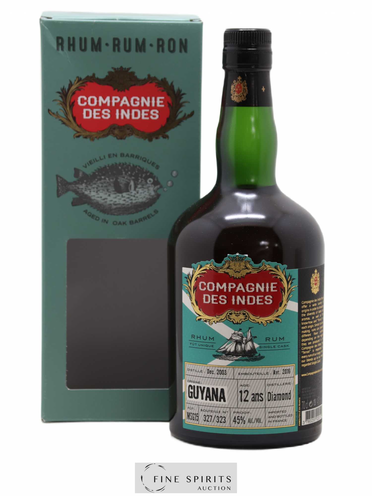 Diamond 12 years 2003 Compagnie des Indes Single Cask n°MSG15 - One of 323 - bottled 2016