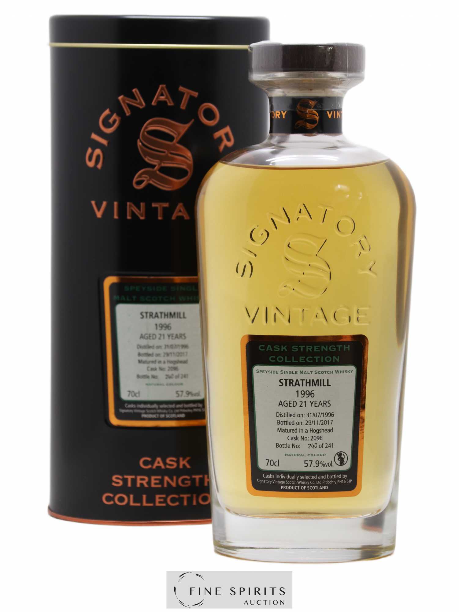 Strathmill 21 years 1996 Signatory Vintage Hogshead Cask n°2096 - One of 241 - bottled 2017 Cask Strength Collection