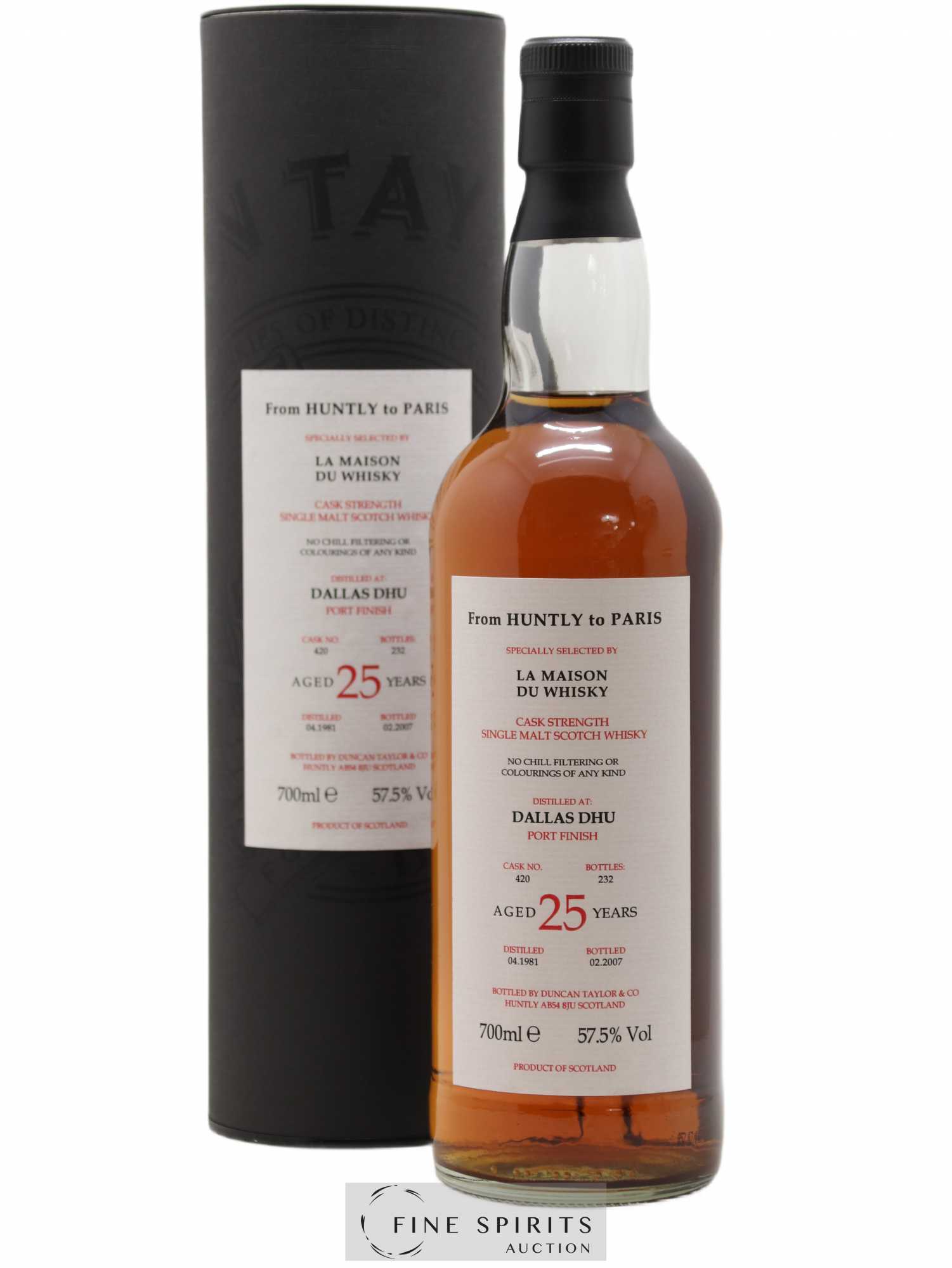 Dallas Dhu 25 years 1981 Duncan Taylor Cask n°420 - One of 232 - bottled 2007 LMDW From Huntly to Paris