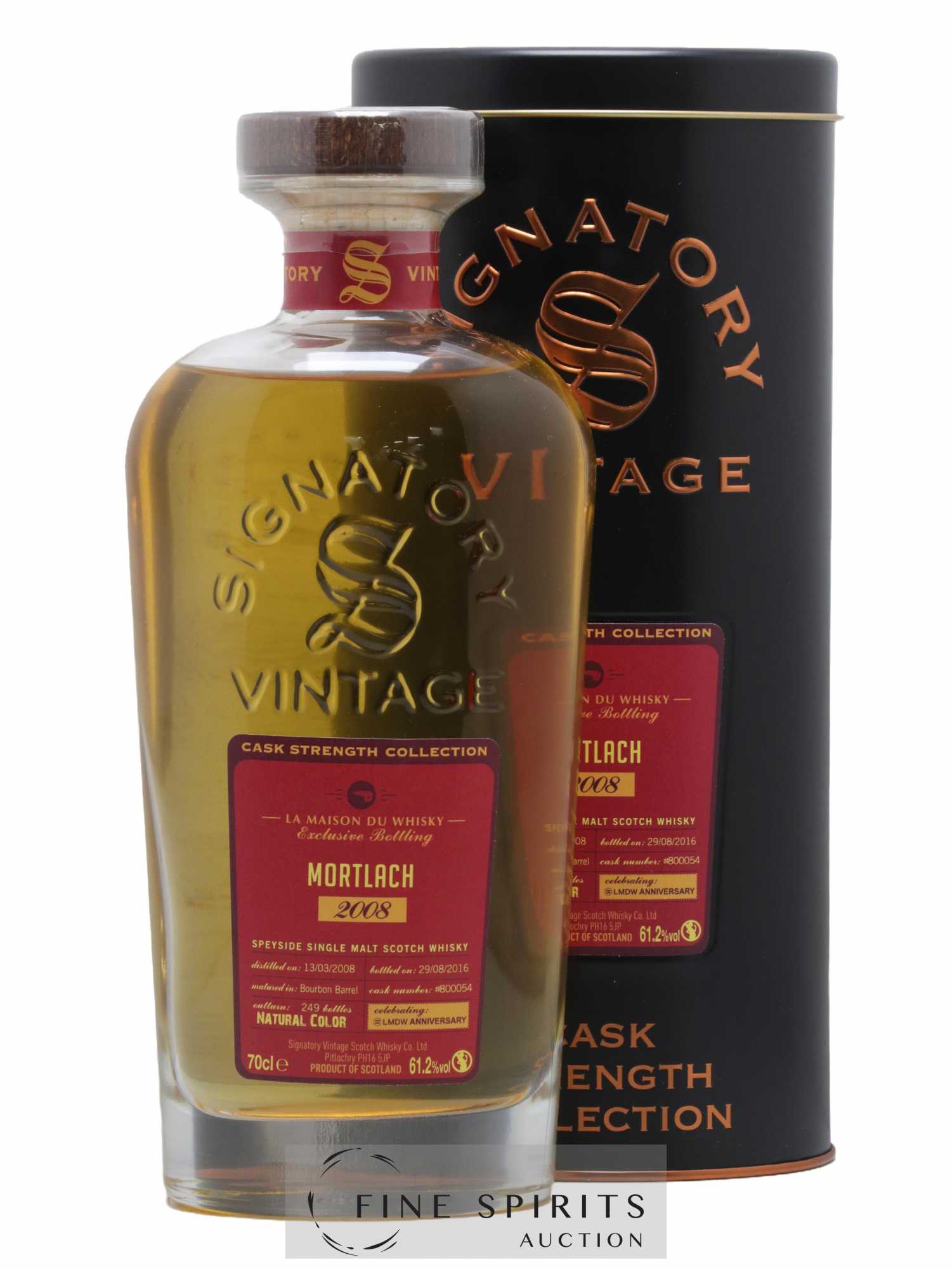 Mortlach 2008 Signatory Vintage Exclusive Bottling Bourbon Barrel n°800054 - One of 249 - bottled 2016 LMDW Anniversary Cask Strength Collection