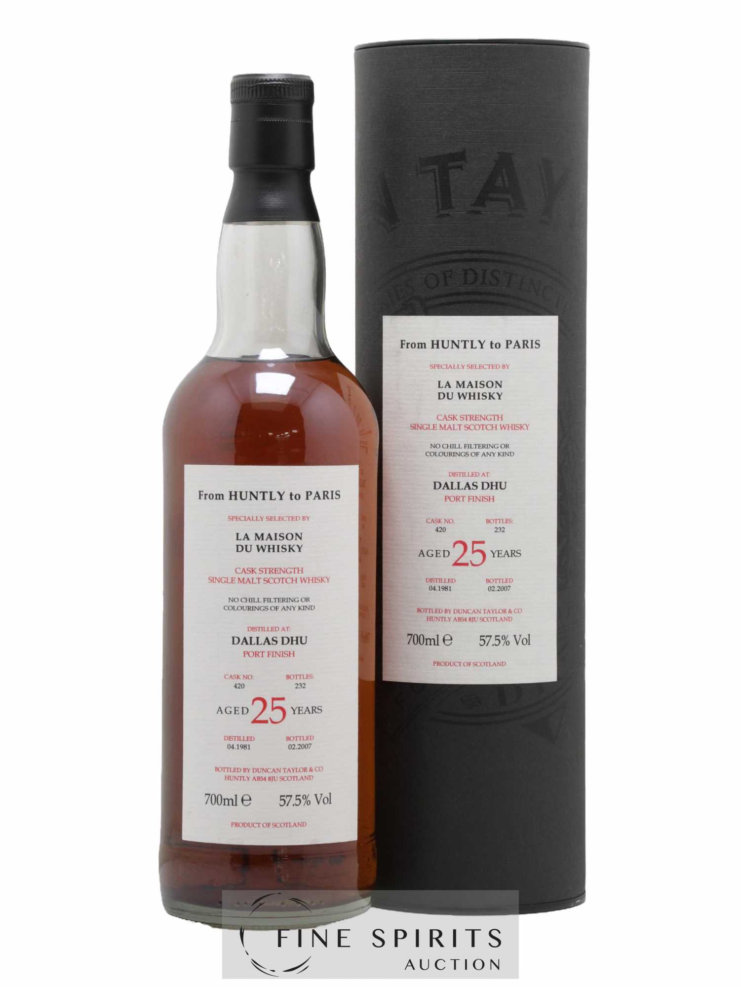 Dallas Dhu 25 years 1981 Duncan Taylor Cask n°420 - One of 232 - bottled 2007 LMDW From Huntly to Paris