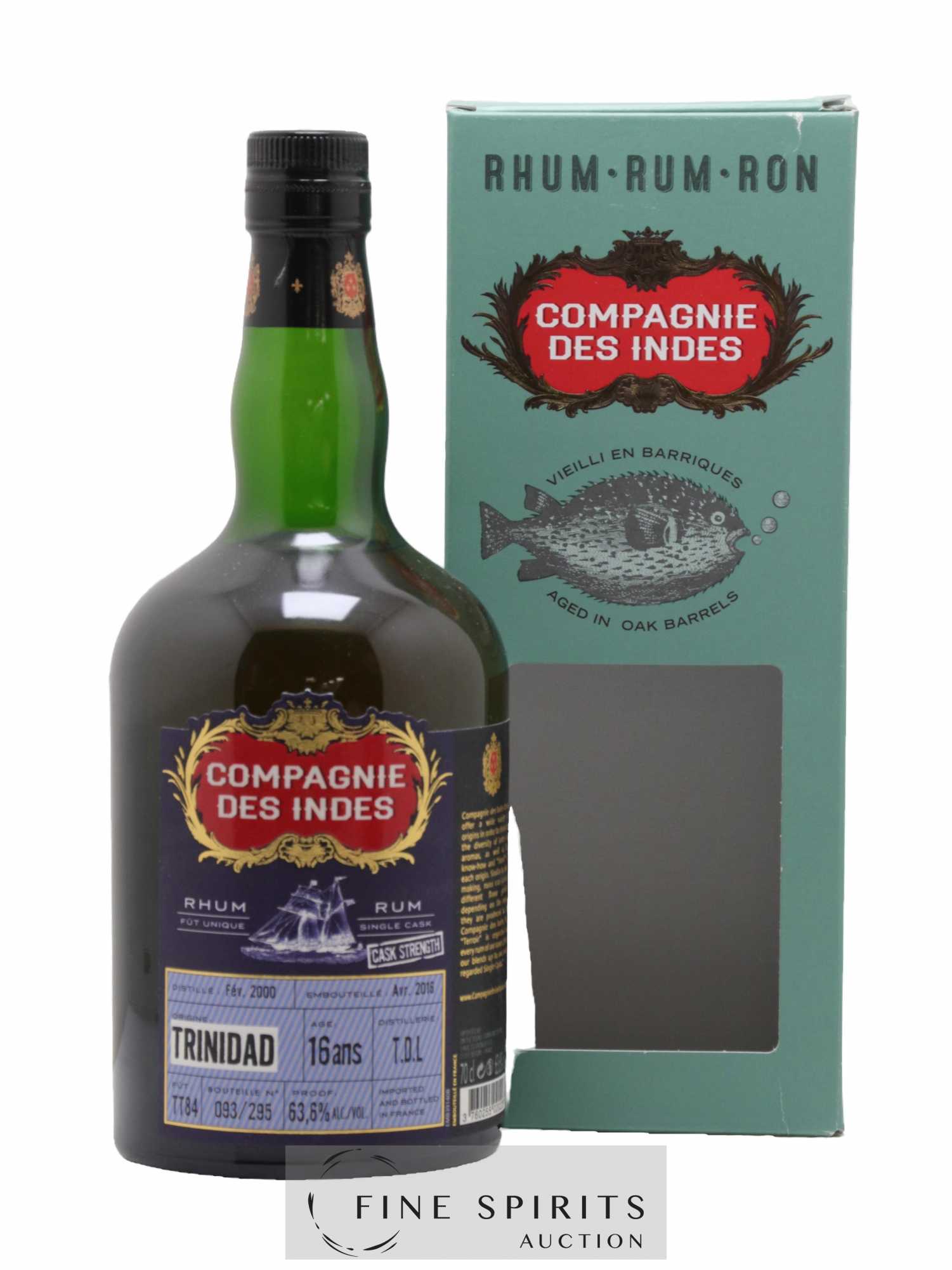 T.D.L. 16 years 2000 Compagnie des Indes Cask n°TT84 - One of 295 - bottled 2016 Cask Strength