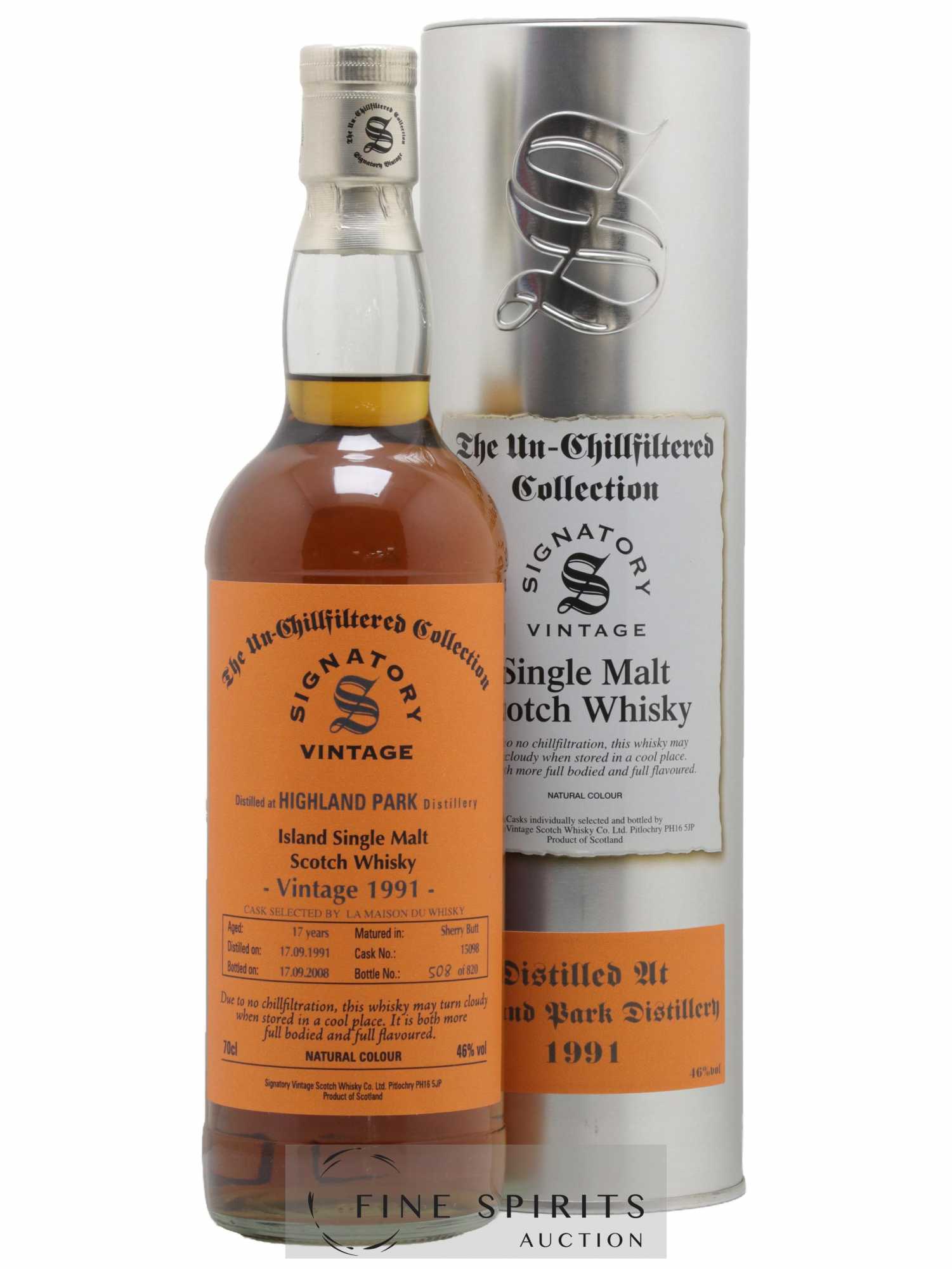 Highland Park 17 years 1991 Signatory Vintage Sherry Butt n°15098 - One of 820 - bottled 2008 LMDW The Un-Chillfiltered Collection