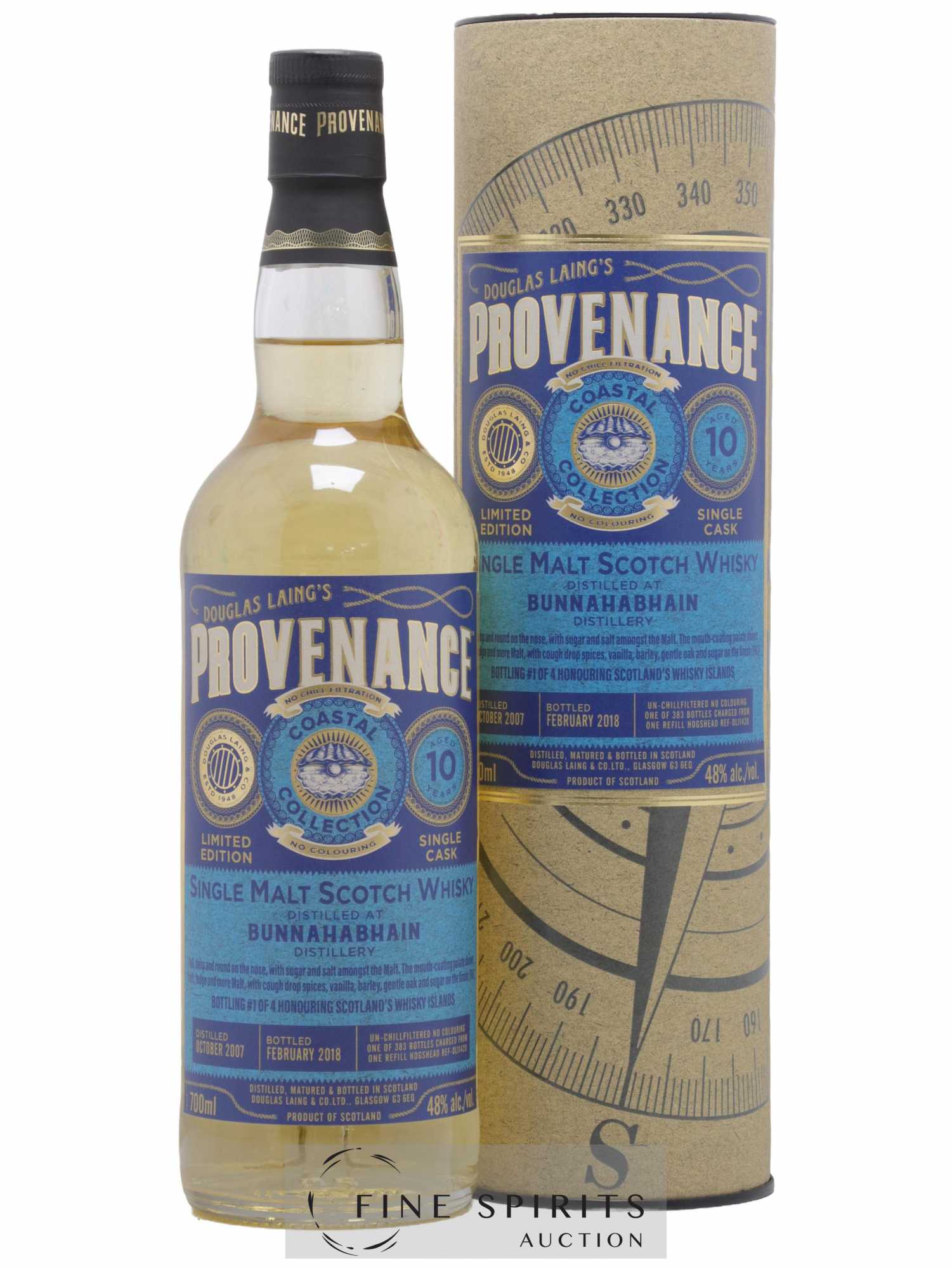 Bunnahabhain 10 years 2007 Douglas Laing Provenance Hogshead n°DL11420 - One of 383 - bottled 2018 Coastal Collection