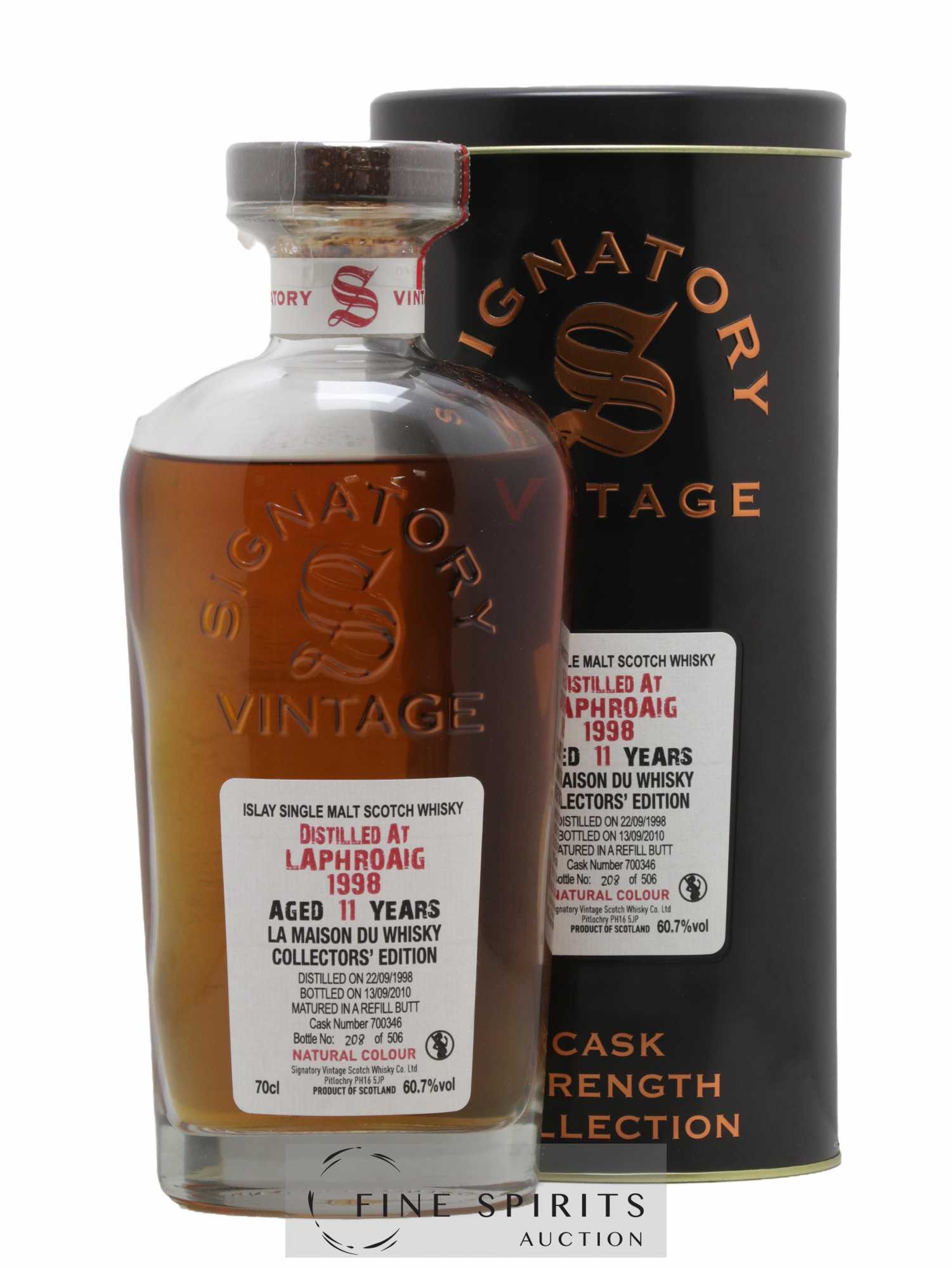 Laphroaig 11 years 1998 Signatory Vintage Collector's Edition Refill Butt n°700346 - One of 506 - bottled 2010 LMDW Cask Strength Collection