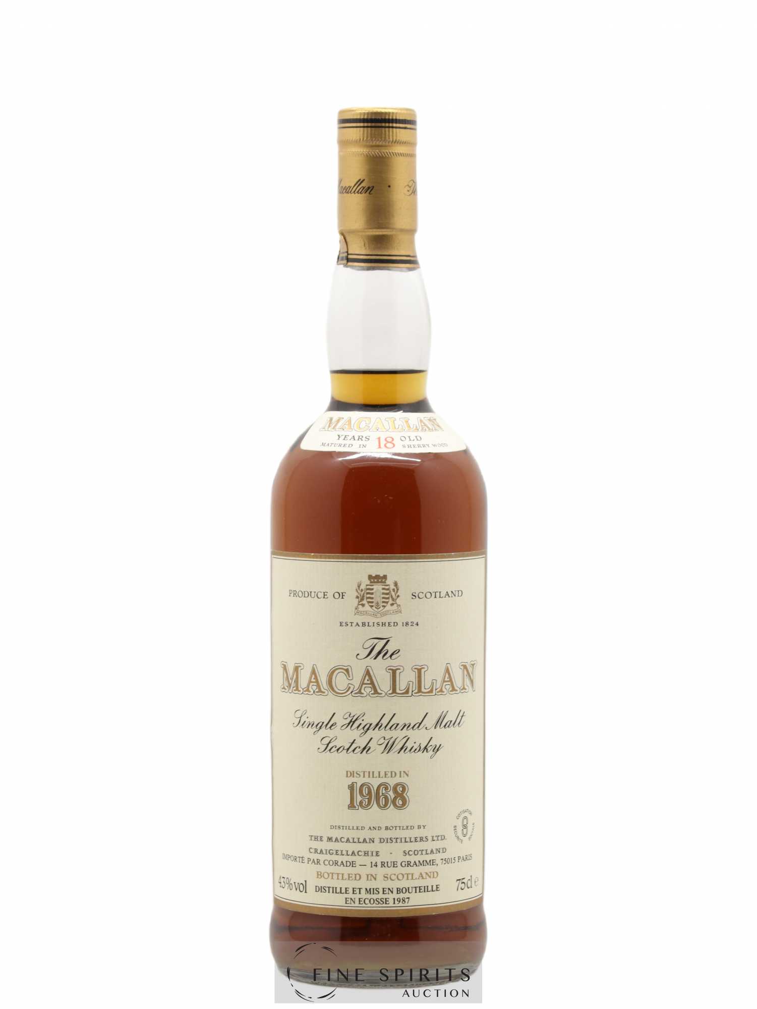 Macallan (The) 18 years 1968 Of. Sherry Wood Matured - bottled 1987 Corade Import