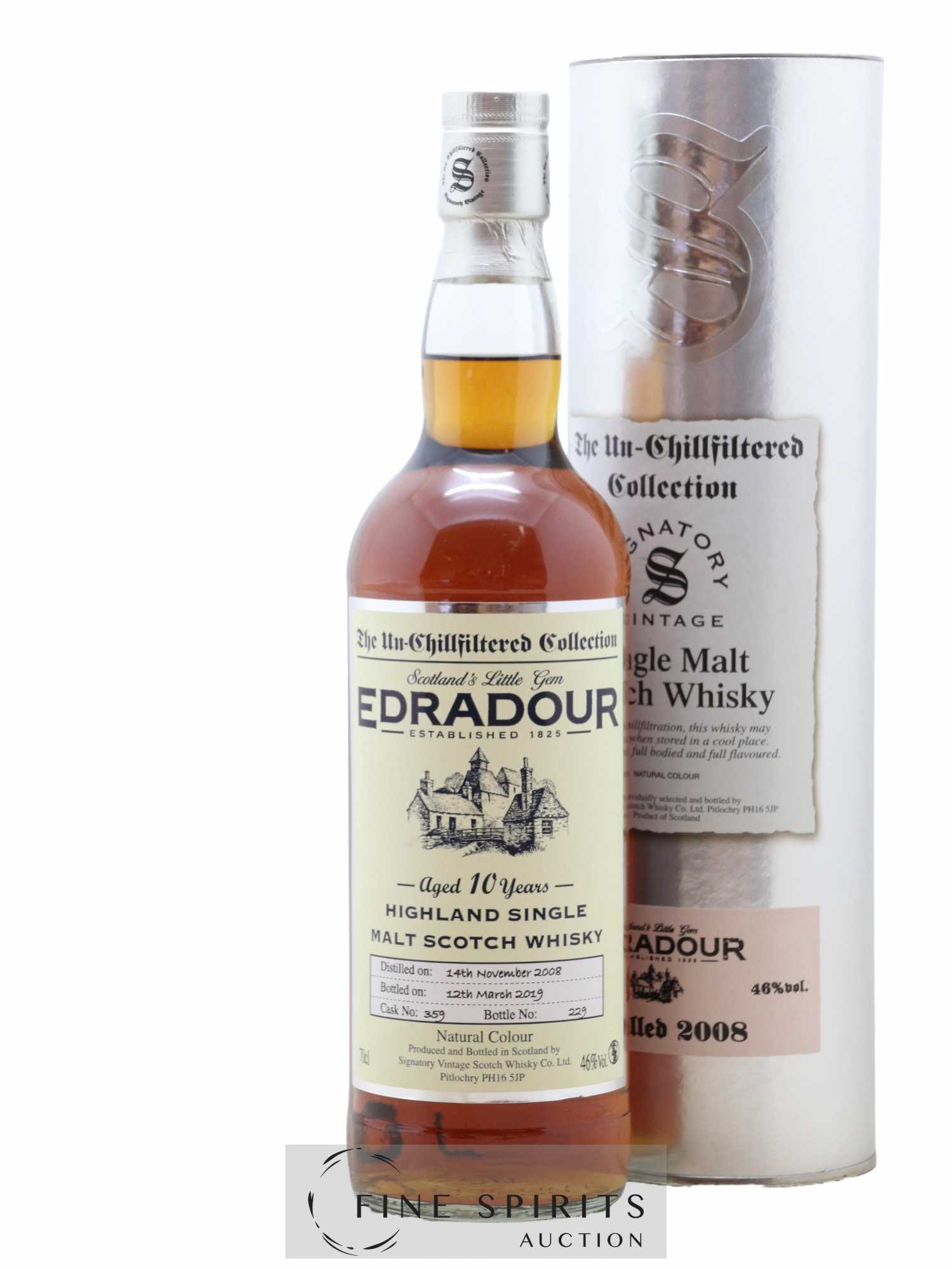 Edradour 10 years 2008 Signatory Vintage Cask n° 359 - bottled 2019 The Un-Chillfiltered Collection