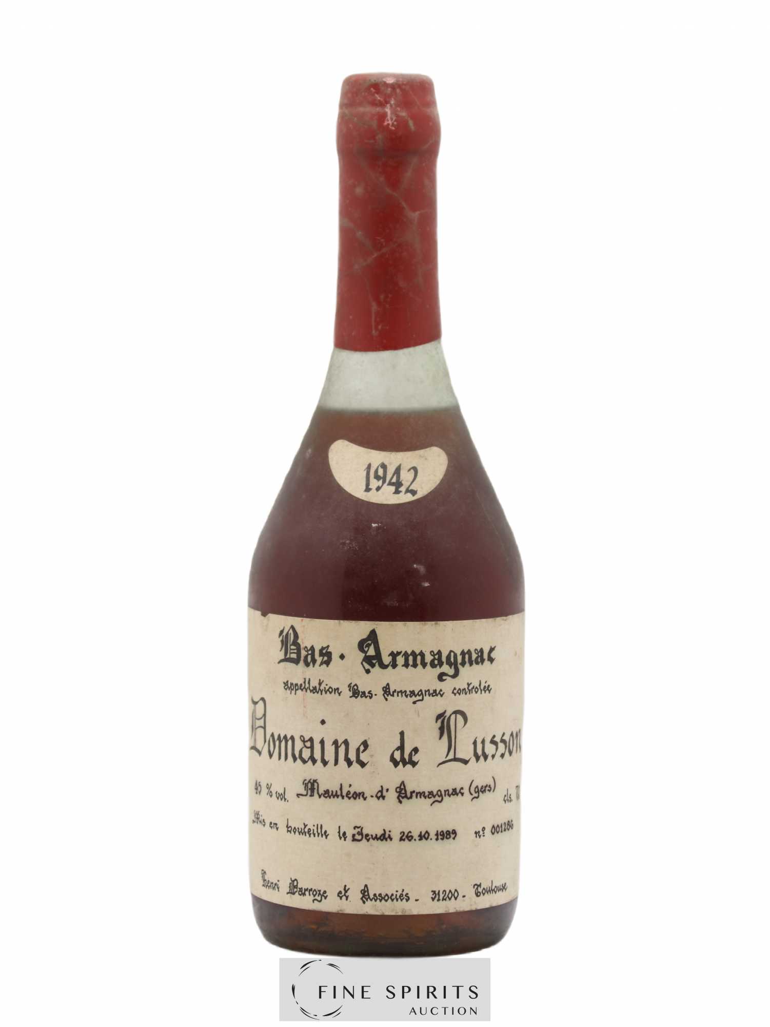 Henri Darroze 1942 Of. Domaine de Lusson bottled 1989