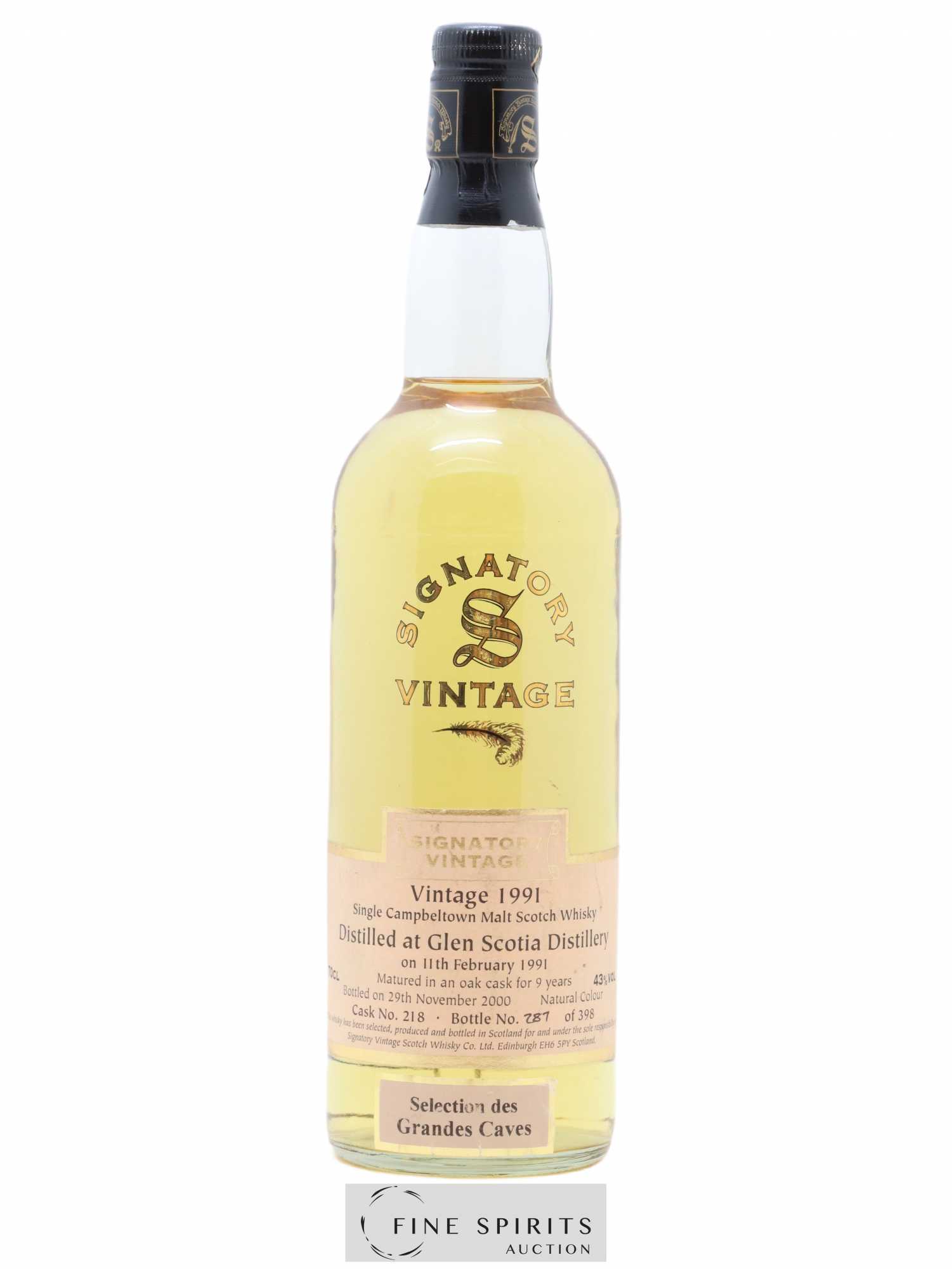 Glen Scotia 9 years 1991 Signatory Vintage Cask n°218 - One of 398 - bottled 2000 Selection des Grandes Caves