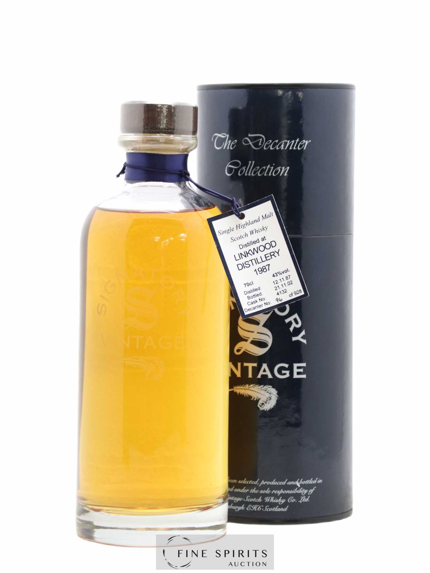 Linkwood 1987 Signatory Vintage Cask n°4132 - One of 928 - bottled 2002 The Decanter Collection