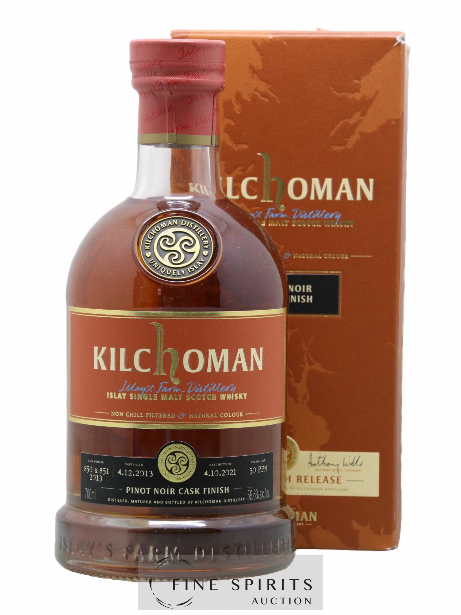 Kilchoman 2013 Of. Pinot Noir Cask Finish n°850-851 2013 - One of 491 - bottled 2021