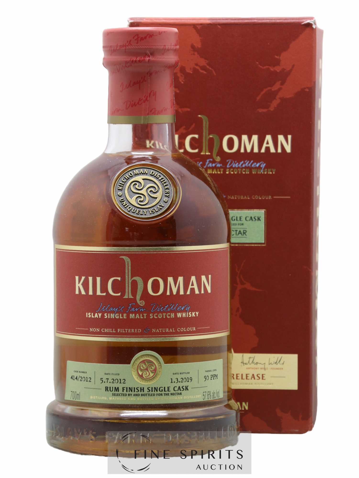 Kilchoman 2012 Of. Rum Finish Single Cask n°414 2012 - One of 252 - bottled 2019 The Nectar