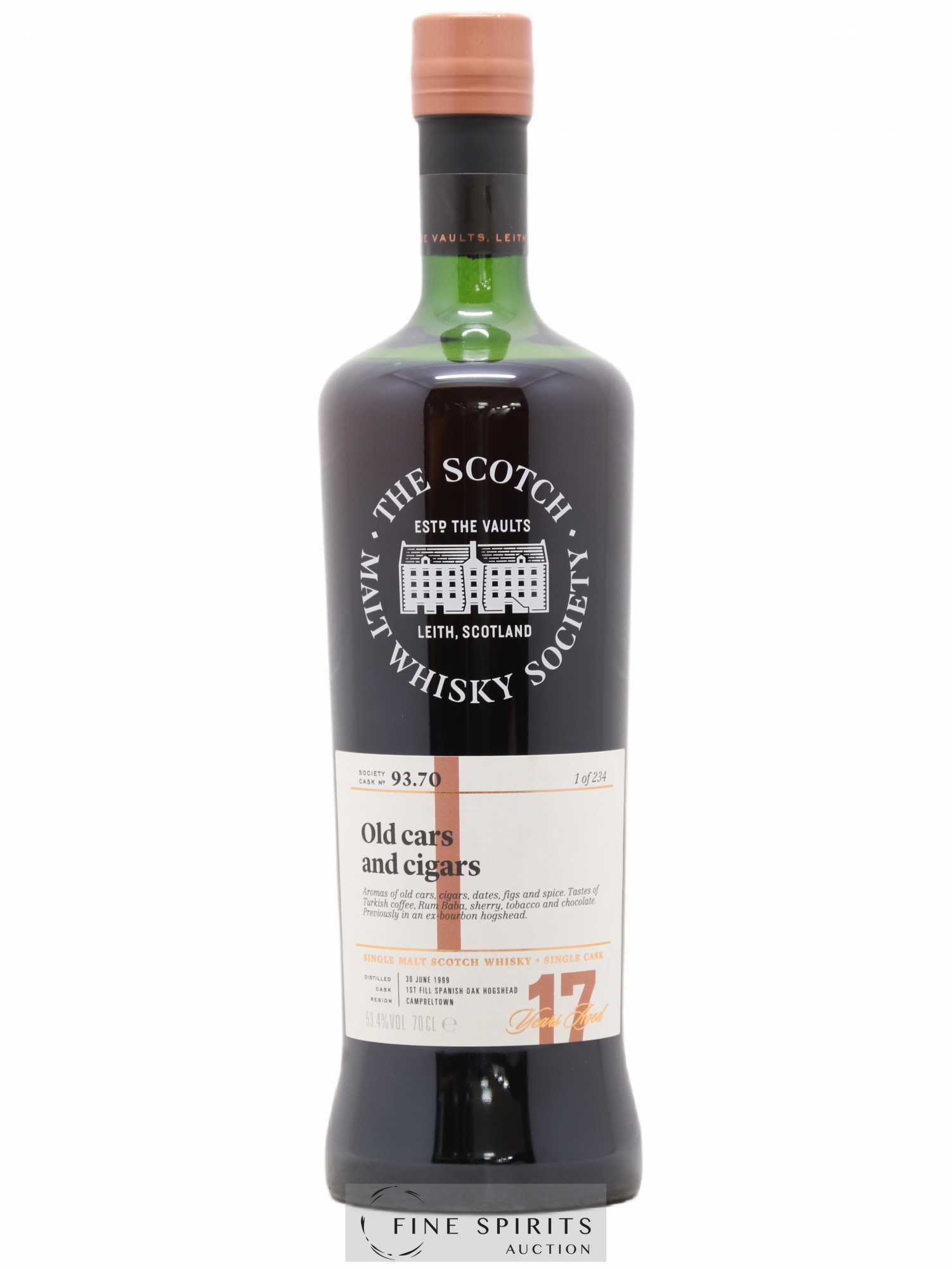 Old Cars and Cigars 17 years 1999 The Scotch Malt Whisky Society Cask n°93.70 - One of 234