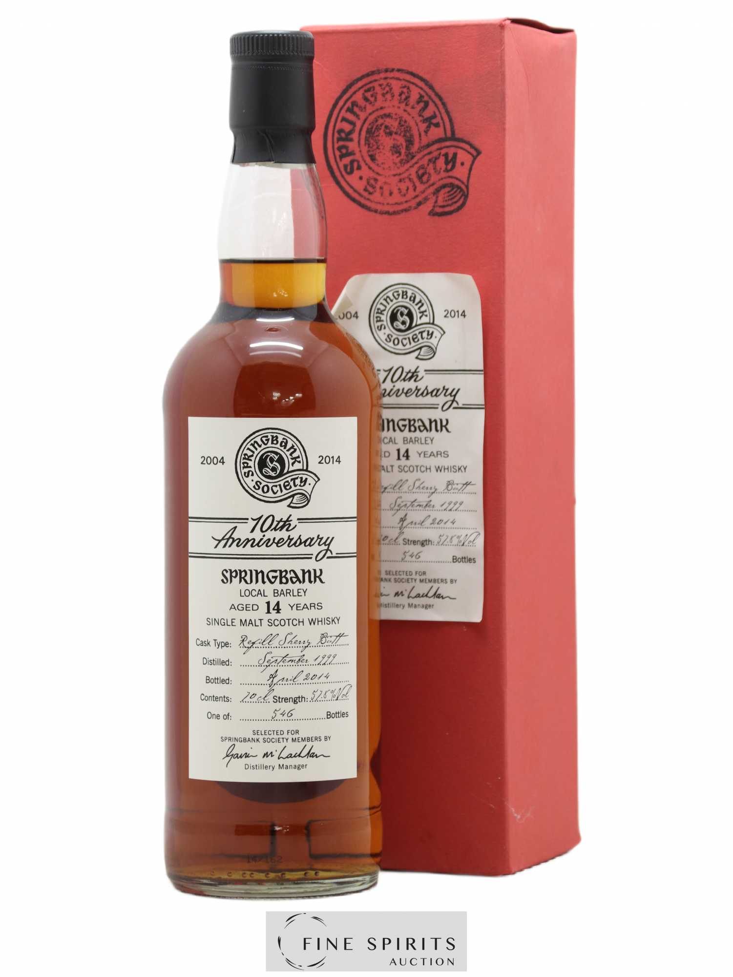 Springbank 14 years 1999 Of. One of 546 - bottled 2014 Springbank Society