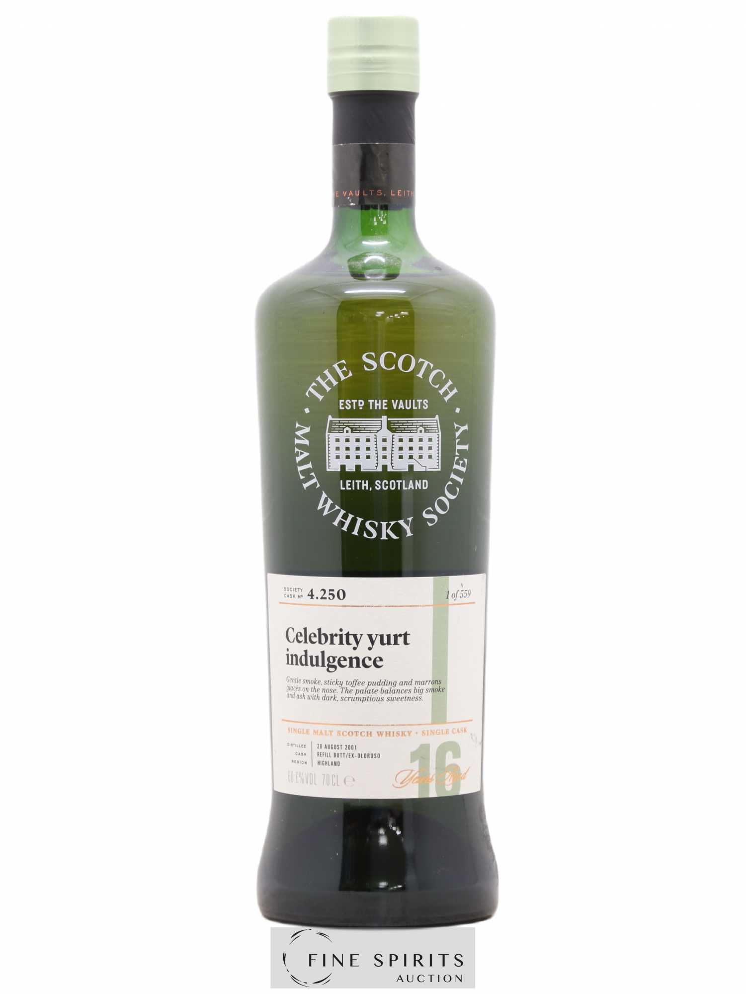 Celebrity Yurt Indulgence 16 years 2001 The Scotch Malt Whisky Society Cask n°4.250 - One of 559